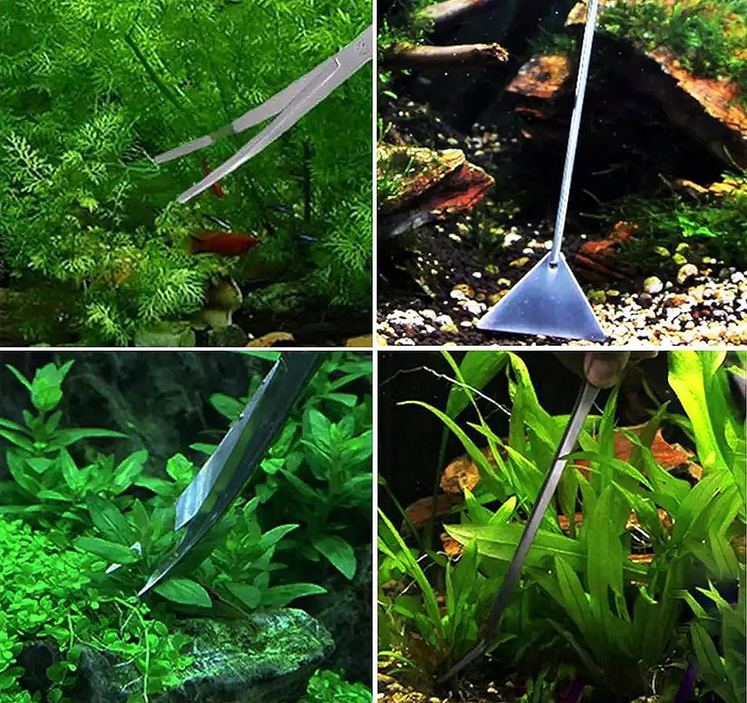 Lehom Aquatic Plant Tools 5 Pieces Aquarium Plant Tweezers Fish Tank Stainless Steel Plant Tool Set Aquarium Aquascaping Tweezers Scissors Substrate Spatula Kit image number 3