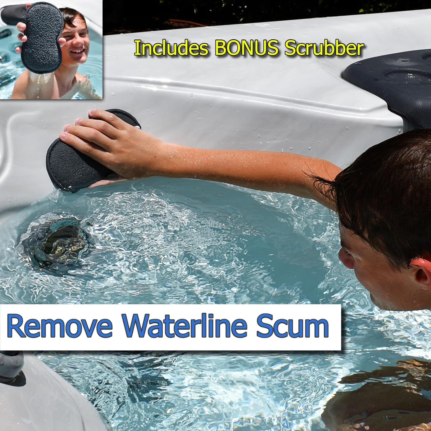 The Skimmie Scoop - Patented Handheld Skimmer with Fine Mesh Net for Spa, Hot Tub, Cold Plunge and Small Pool Cleaning - Lightweight and Durable with Powerful Suction Cup - Clean Out Filter (White) image number 4