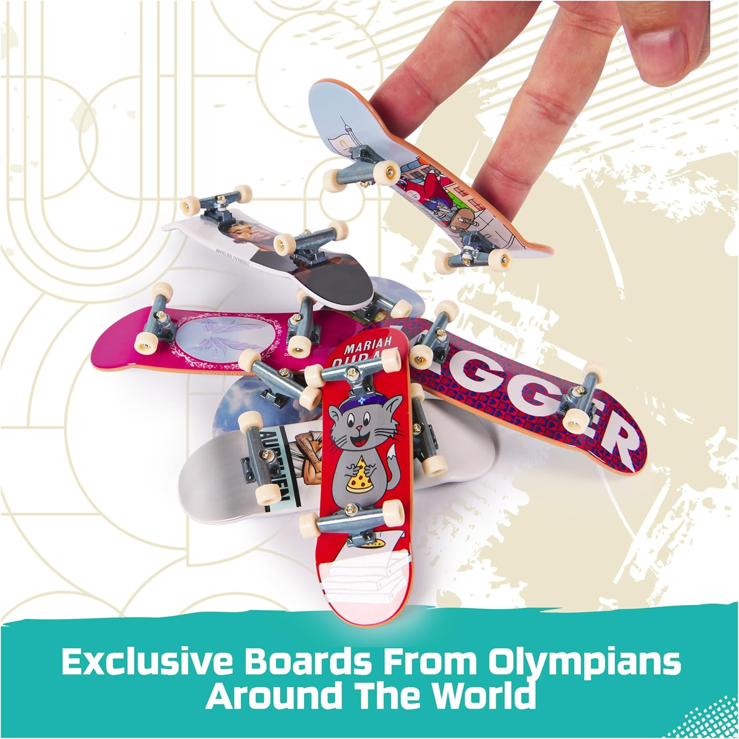 Tech Deck, Competition Legends 8-Pack Fingerboards with Collectible Cards, Olympic Games Paris 2024, Customizable Mini Skateboards, Kids Toys for Ages 6 and Up image number 5