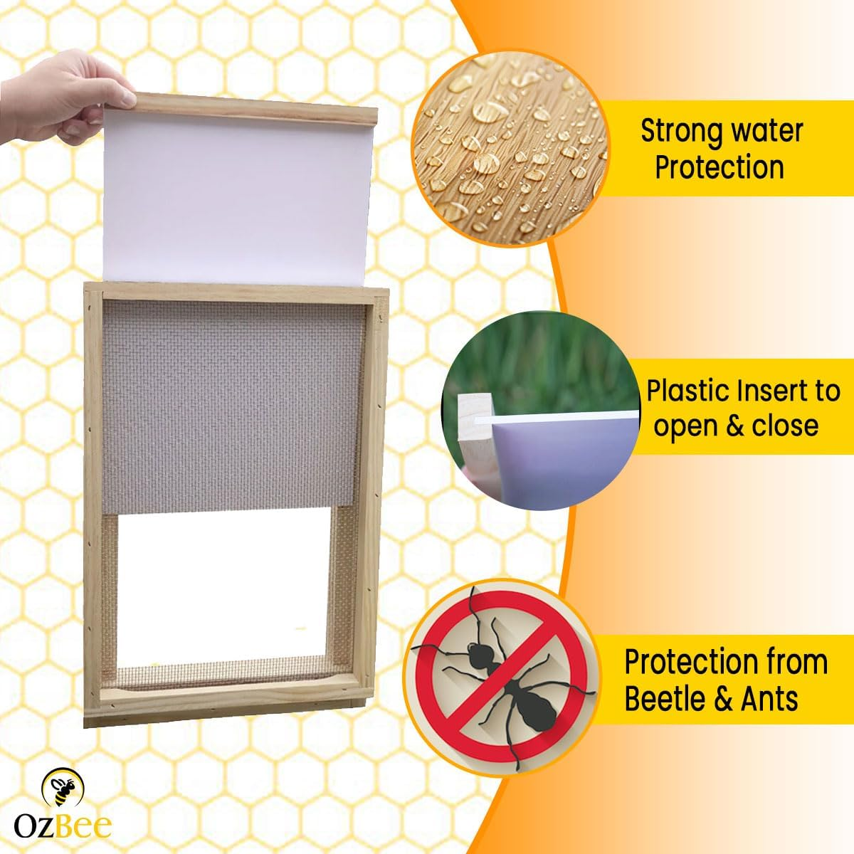 10 Frame Beehive Bottom Base with Stainless Steel Mesh & Removable Drawer Tray - NZ Pine Construction Bottom Board Hive Tools Beekeeping Tools Hive Parts