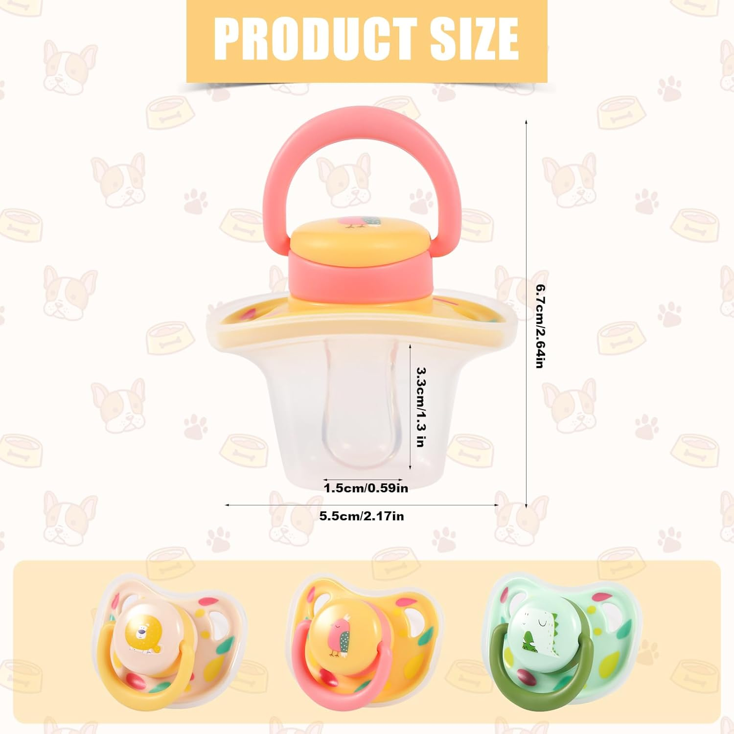 PEUTIER 3Pcs Dog Pacifiers, Silicone Puppy Kitten Calming Pacifier Cute Dog Pacifier Chew Toy Pacifier Dog Toy for Small Dogs Cats (3 Colors) image number 4