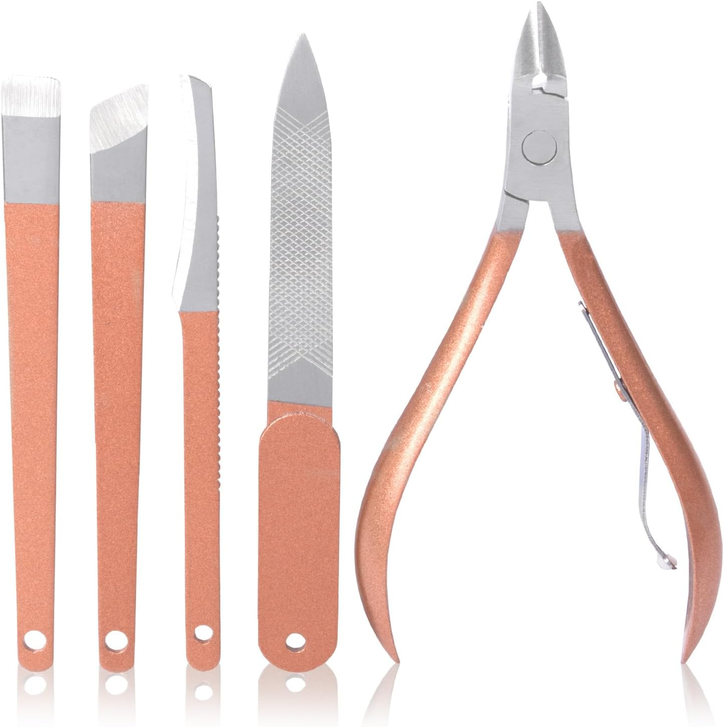DAWNTREES Nail Clippers Set 16 in 1 Manicure Set Stainless Steel Professional Pedicure Set,Women'S Nail Clippers,Rose Gold Nail Scissors,Nail File, Nose Hair Scissors,Eyebrow Razor. image number 3