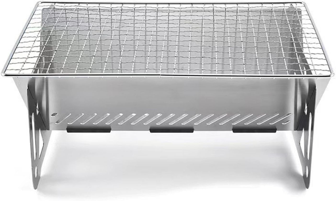 Barbecue Charcoal Grill Wood Burning Grill Stainless Steel Tabletop Camping Stove Folding Grill for Patio Hiking Garden Beach image number 2
