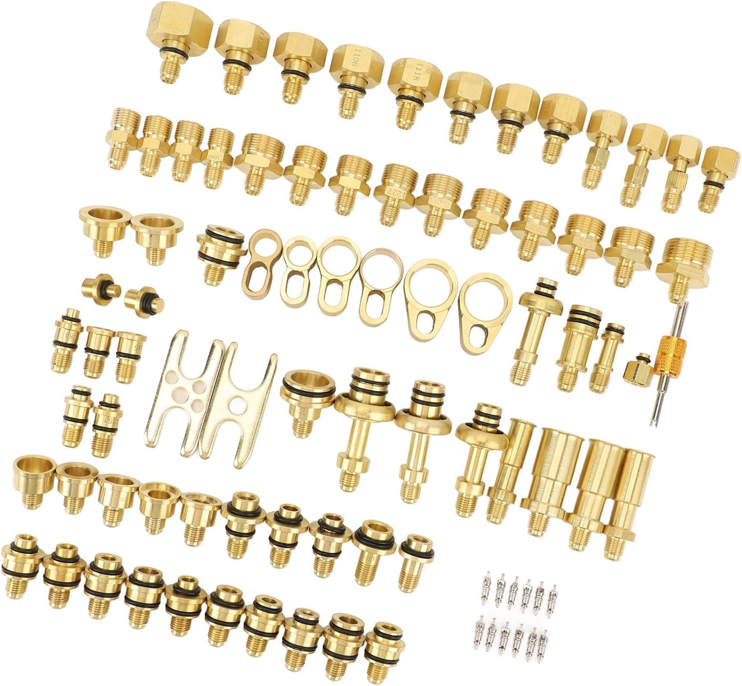 77Pcs Automotive Air Conditioning Test Kit, Brass AC Detection Tools Repair Kit for Car Truck Auto AC Compressor image number 5