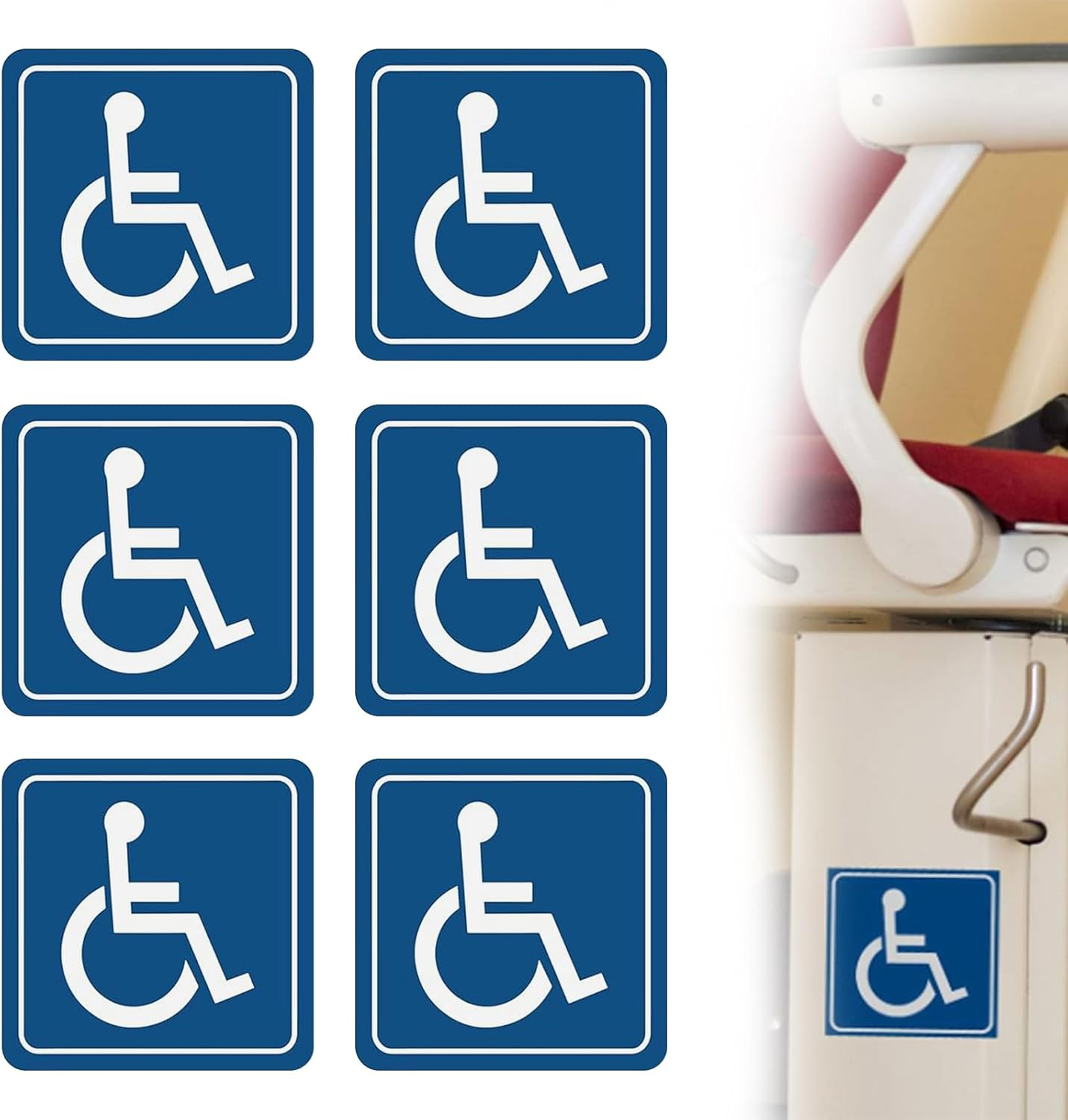 6-Pack Handicap Sign Stickers, ADA Compliant Disabled Wheelchair Symbol, Vinyl Disability Sticker for Window or Glass Door, Easy to Apply & Peel, Indoor/Outdoor Use, 7.6 X 7.6 Cm, Blue image number 3