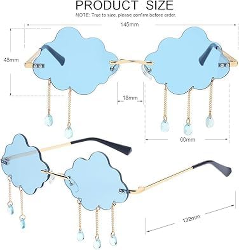 Cloud Shaped Sunglasses for Women Men Vintage Trendy Rimless Sun Glasses Rave Party Halloween Eyeglasses image number 2