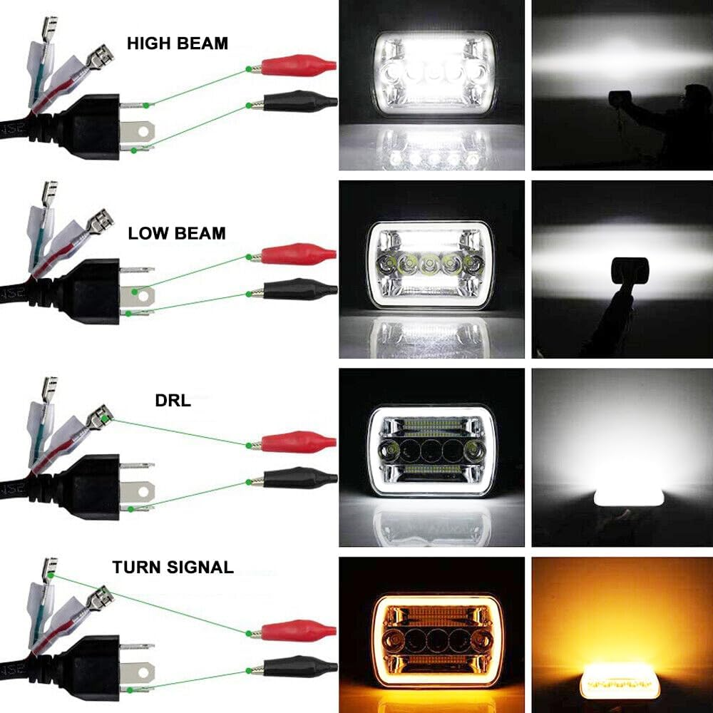 Yanchaofei 5X7 7X6 in LED Headlights Replacement for Chevy S10 Blazer Express Cargo Van 1500 2500 3500 Pickup Dod-Ge Ram F250 E350 Wrangler YJ XJ Cherokee Truck with 45W Hi/Lo Beam Amber/White DRL image number 1