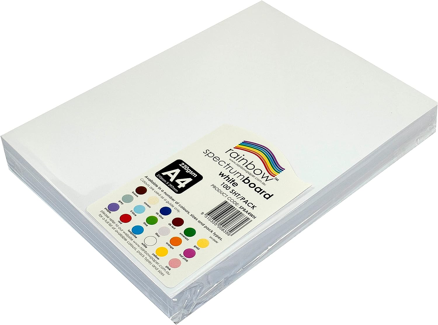 Rainbow A4 Cardboard 100 Sheets, White image number 2