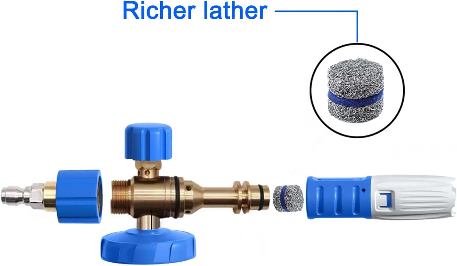 2 Sets 1.1Mm Foam Cannon Nozzle Kit - Universal 0.04In Thread Orifice & Mesh Net Replacement Parts with Cleaning Tools image number 1