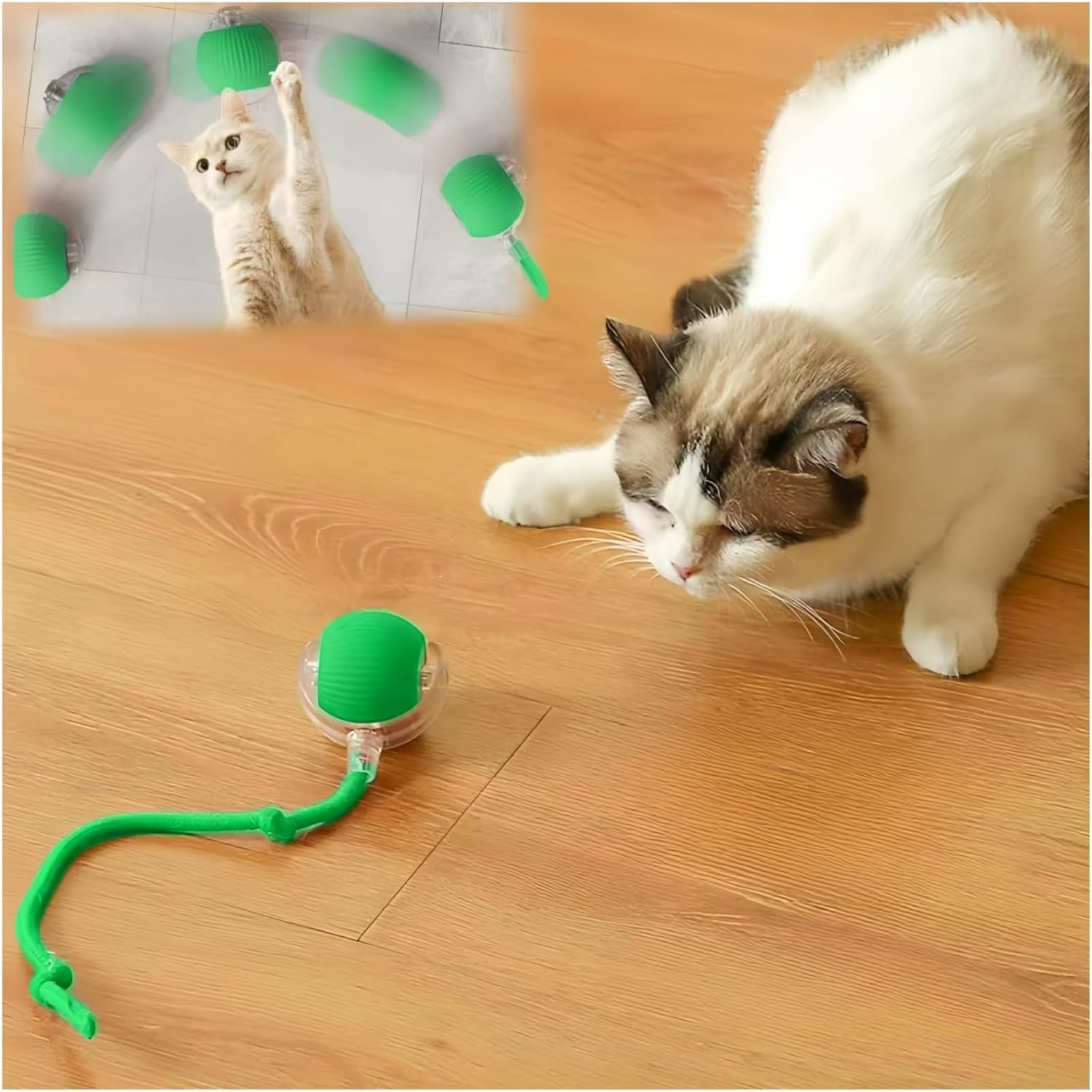 2PCS Interactive Cat Toy,Upgrade Interactive Cat Dog Toys Ball Fast Rolling,Self-Playing Automatic Moving Kitten Toys for Cats,Durable and Safe Material,360&deg; Smart Automatic Rolling Ball (Red+Green) image number 2