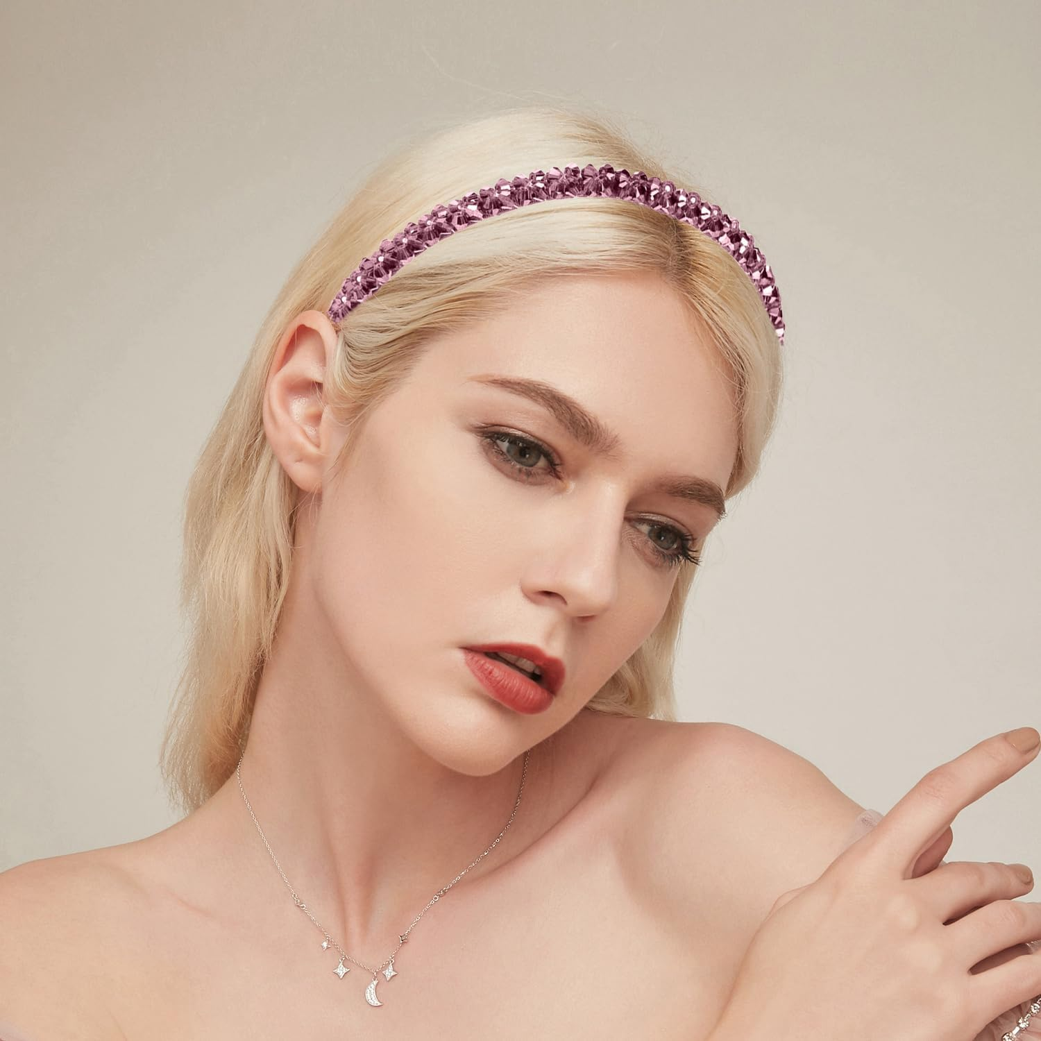 Pack of 2 Headbands with Diamonds, Headband Decoration for Girls, Fashionable Hair Accessories, Clothing Accessories Headbands, Suitable for Wedding Parties image number 4