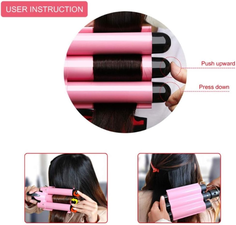 Hair Curling Iron 1 Inch 3 Barrel Hair Crimper Ceramic Two Gear Temperature Control Hair Waving Styling Tools image number 4