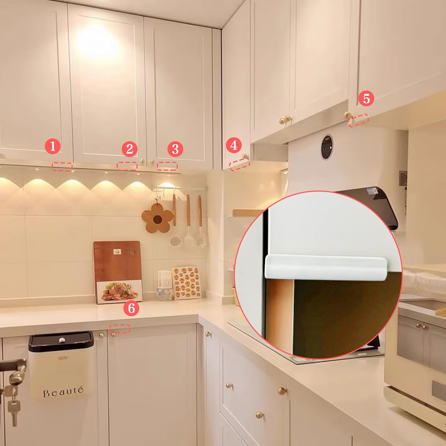 Edge Protector Block,Self-Adhesive Cabinet Door Corner,Thickened Rubber Edge Guard Safety Bumpers for Furniture,Night Stand,Wall（White 6PCS image number 6