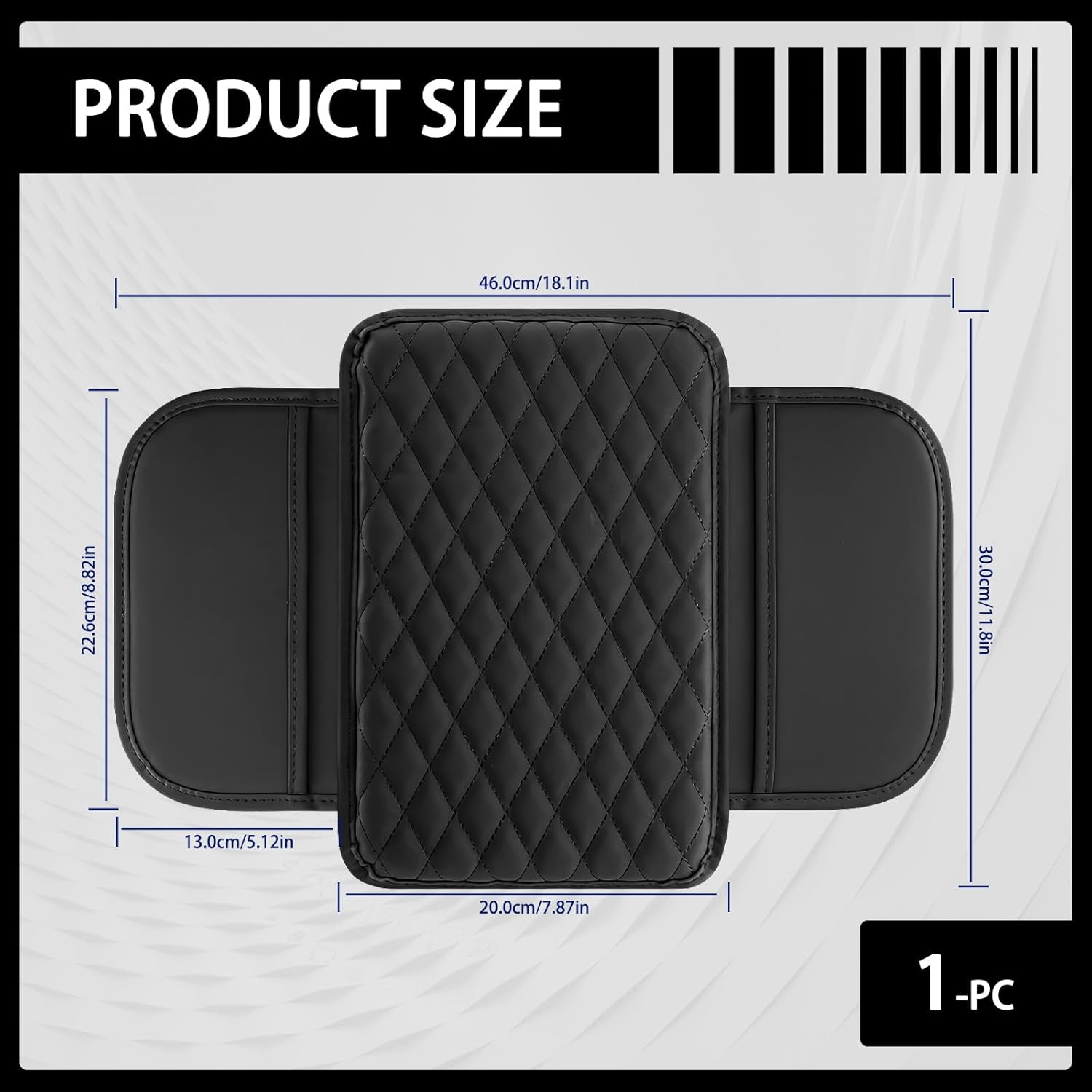 Car Center Console Cover with 2 Storage Bags, Leather Arm Rest Cover for Car Accessories Interior, Auto Universal Middle Console Cover Cushion Protector for Most Vehicle (Black) image number 2