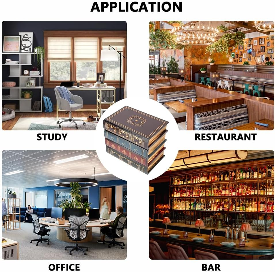 Fake Books Wooden Storage Box, Decorative Book Boxes, European Antique Book Decorations Vintage Books Storage Box, Bookends Storage Box for Home Office Shelf Photo Props Storage Decoration image number 2