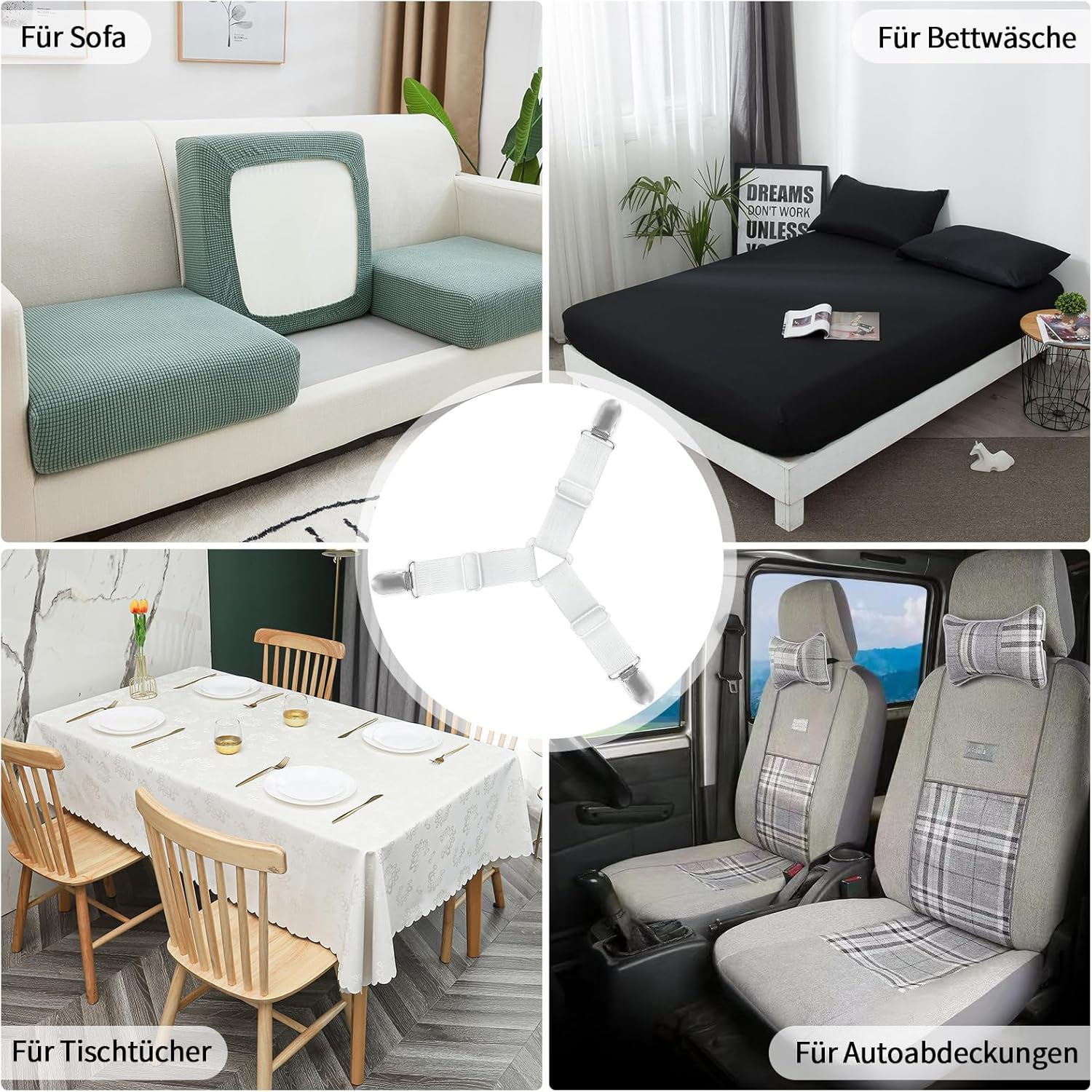 Alethron Bed Sheet Tensioners, Pack of 4 Adjustable Bed Sheet Tensioners, Elastic Bed Sheet Tensioners, Fitted Sheet Tensioners, Bed Sheet Tensioners, Bed Sheet Tensioners with Clip for Bed Linen, image number 1