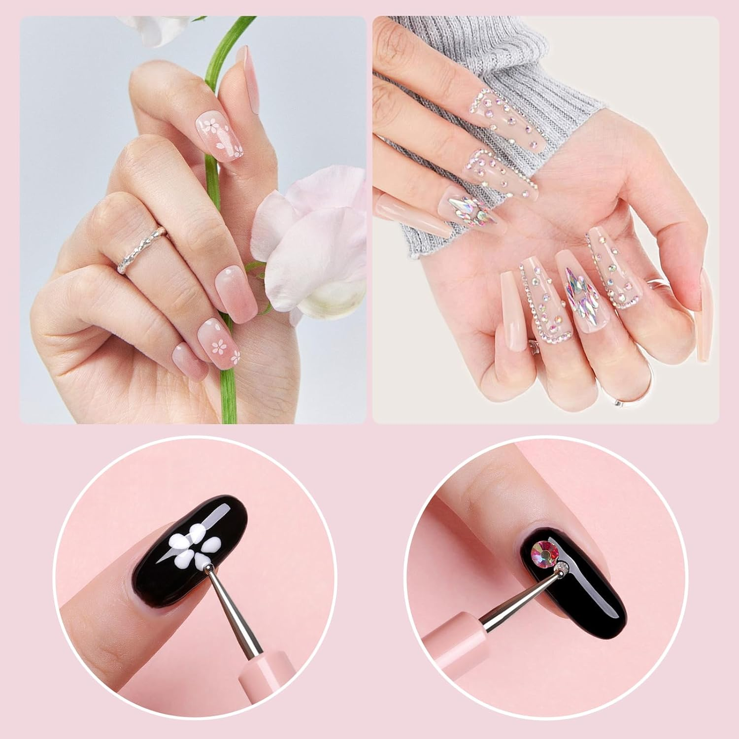 Reayou Nail Art Brushes Set, 6 PCS Nail Art Design Pens Painting Tools, Double-Headed Silicone Brush and Gel Dotting Pen for Manicure Sticker DIY Coloring Nail Extension Cleaning Salon Home image number 3