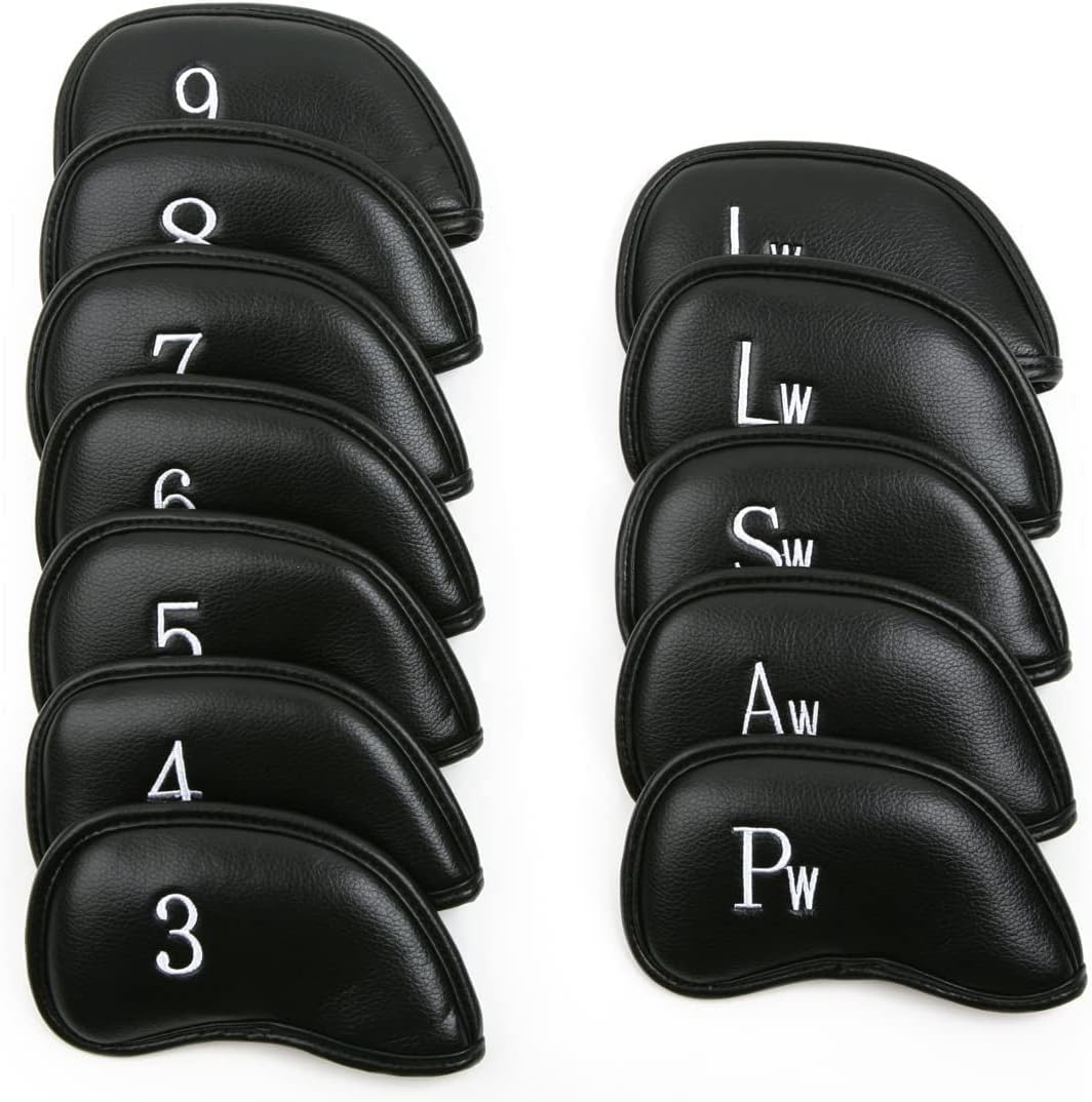 Golf Iron Head Cover Set of 12 Pieces, Thick Synthetic Leather Golf Covers Fits All Brands image number 2