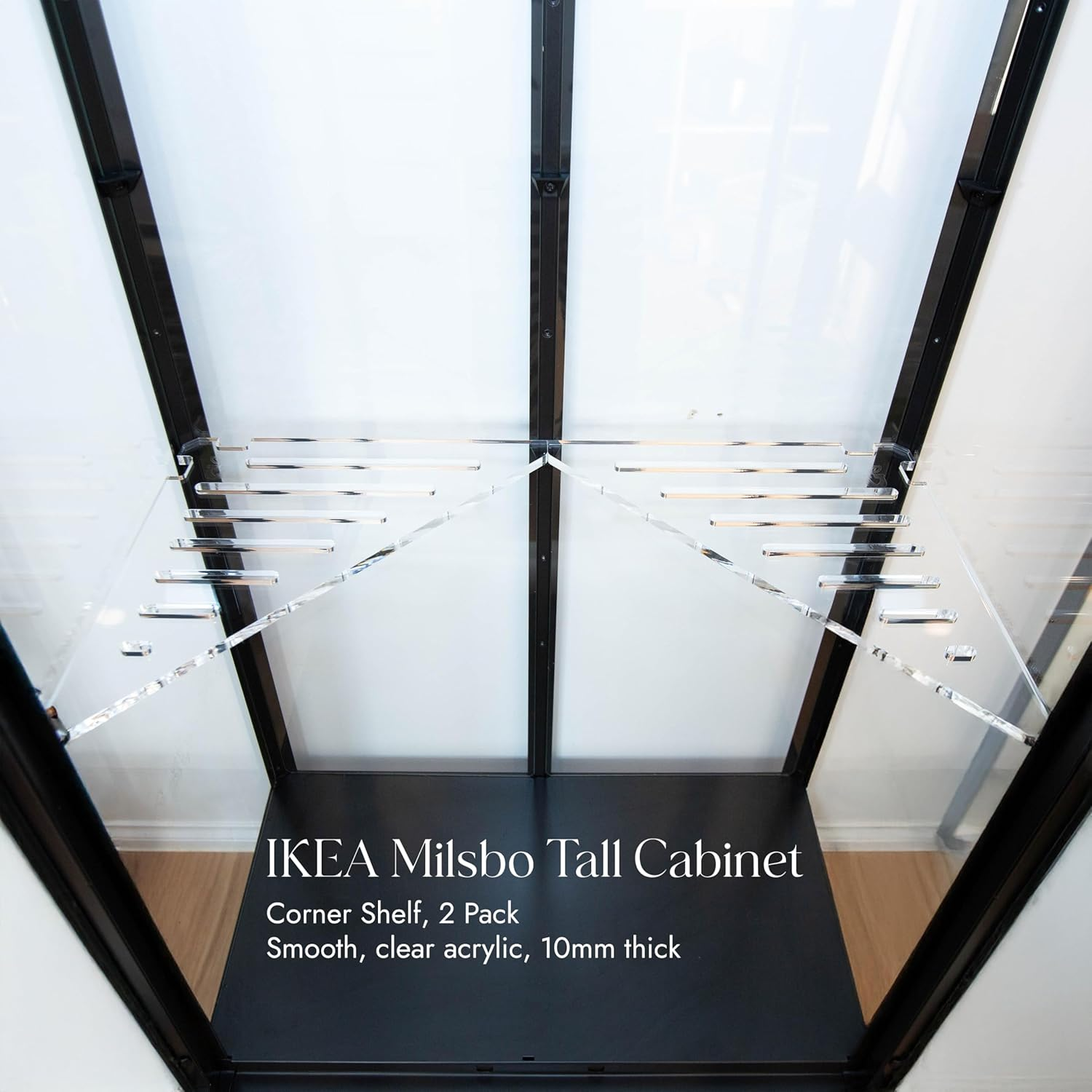 Greenhouse Acrylic Shelf for IKEA Milsbo Tall Cabinet - 10Mm Thick Corner Shelf Set 2 Pack image number 1