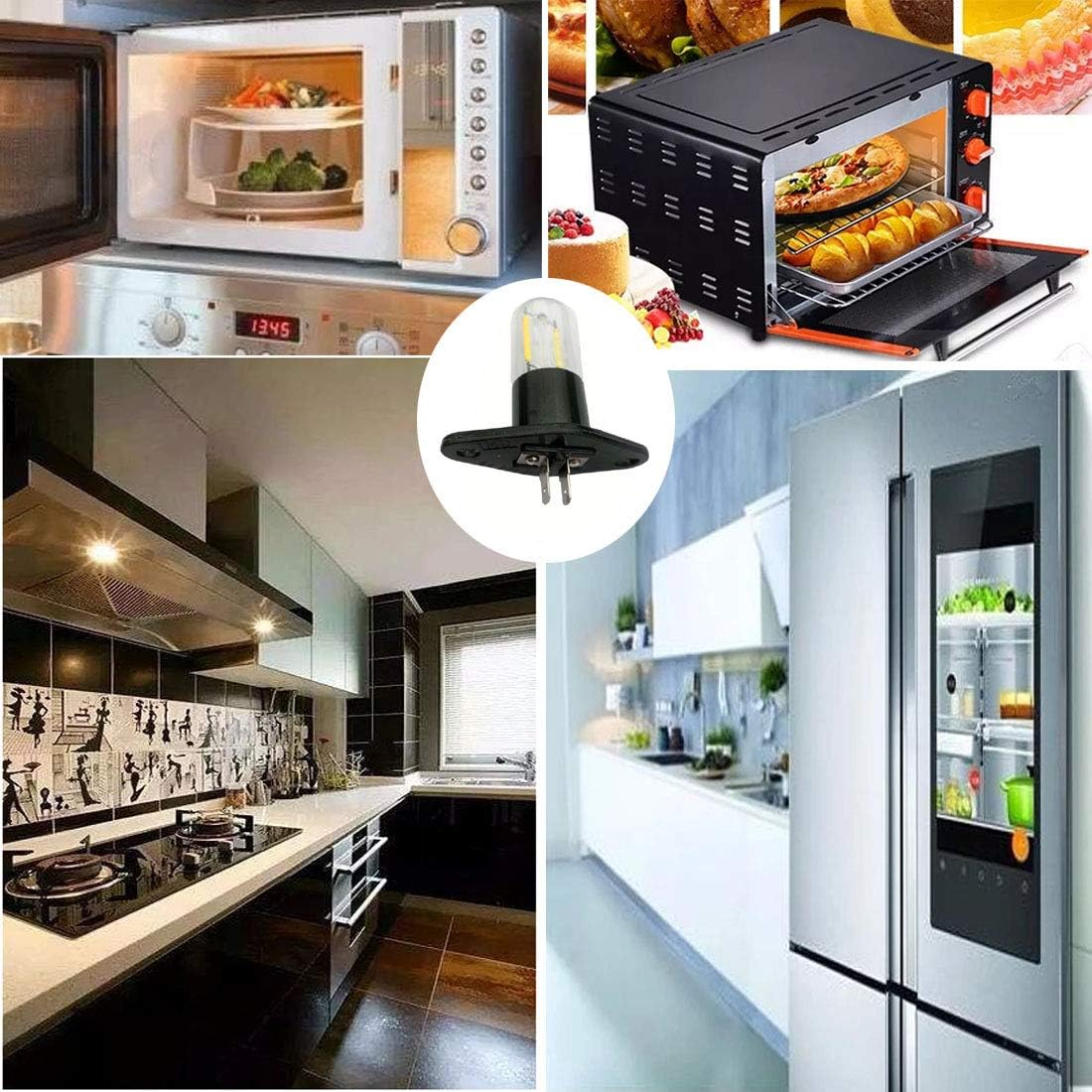 LED Z187 Microwave Oven Bulb Straight T170 Light Bulb 240 V 1.5 W Equivalent 20 W Lamp for Lg Sharp Midea Fridge Electric Cooker Hood Light, 2 Pack T170 Straight image number 6