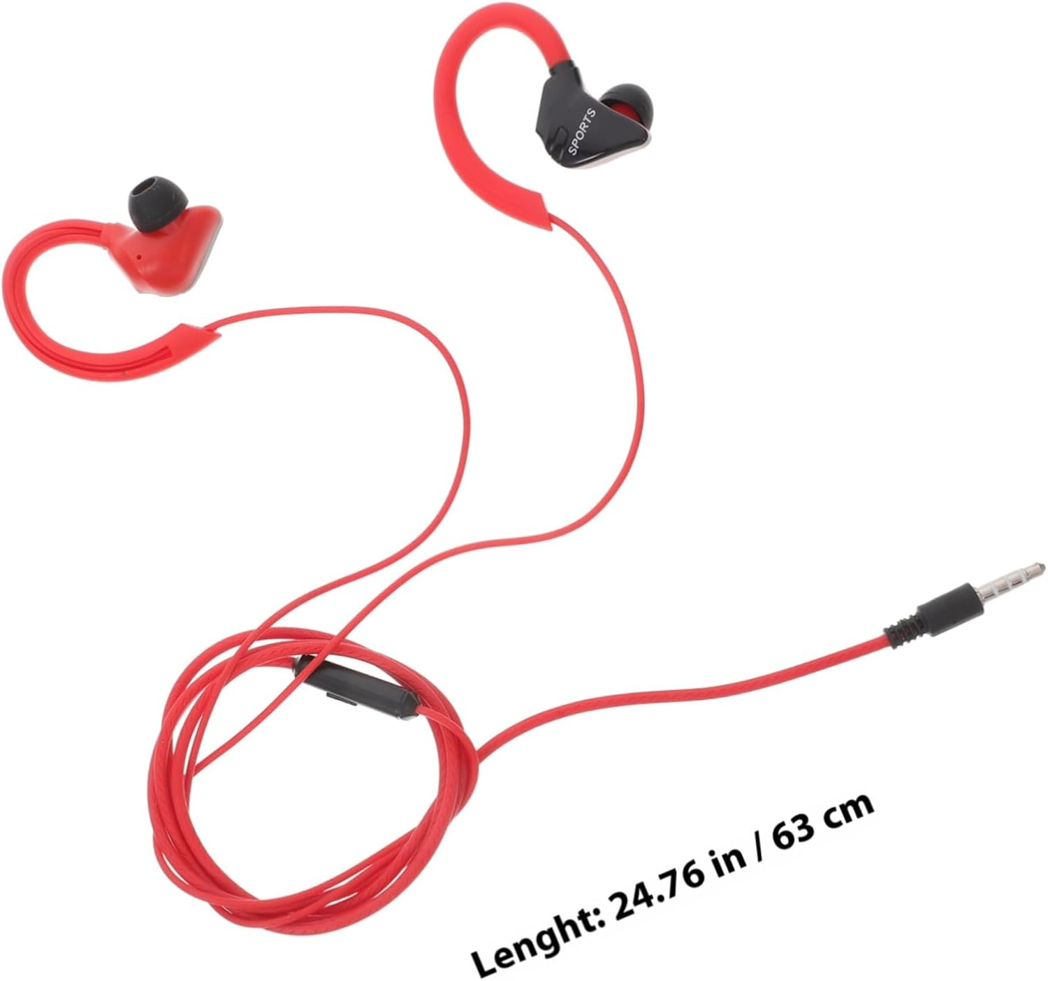 Kisangel Wired Sports Earphone Headset Ear-Hook Design for Running and Outdoor Activities, Red Color Lightweight Earbuds Bass Sound, Compatible Mobile Phones image number 4