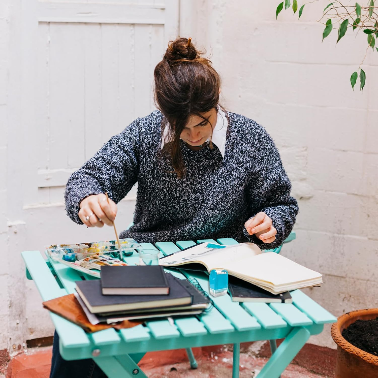 TEAONE Self Inking Line Rolling Stamps, 1 PCS Dashed Handwriting Lines for Classroom, Office Supplies (Blue) image number 4