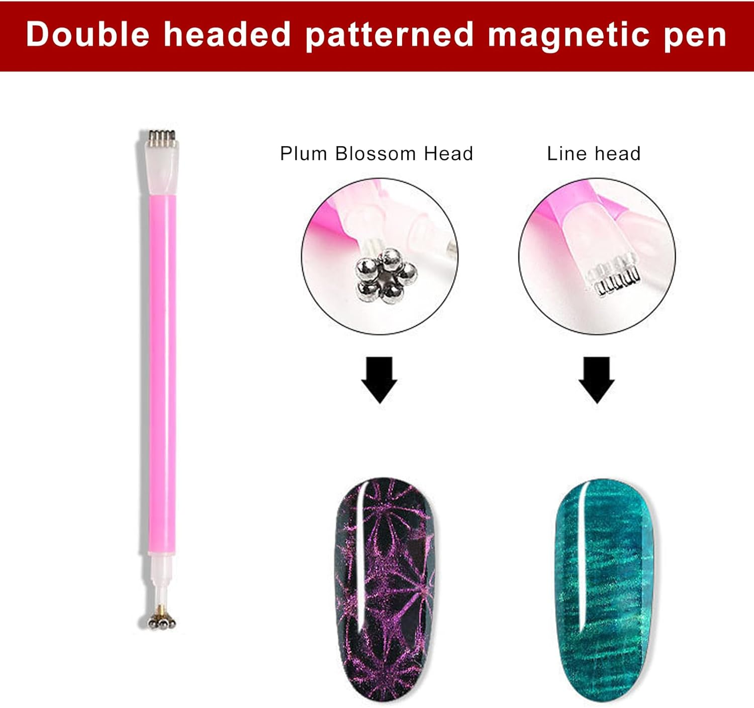 NICENEEDED Cat Eye Magnet for Nails Double Head Nail Magnetic Pen 3D Cat'S Eye Nail Polish Strong Magnetic Stick Gel Nail Magnet image number 1