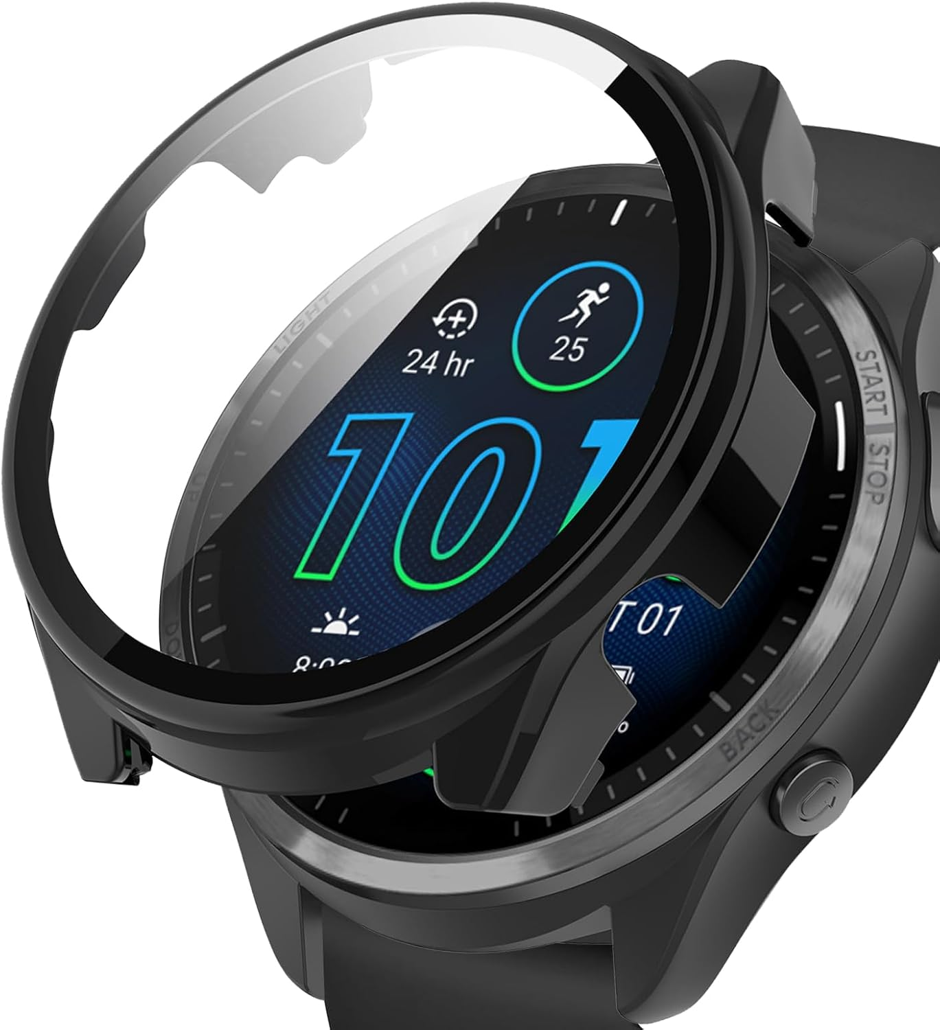 Yealred Case Compatible with Garmin Forerunner 570 42 Mm, Hard PC Case with Tempered Glass Screen Protector, Scratch-Resistant and Shock-Absorbing Protective Case for Garmin Forerunner 570 42 Mm