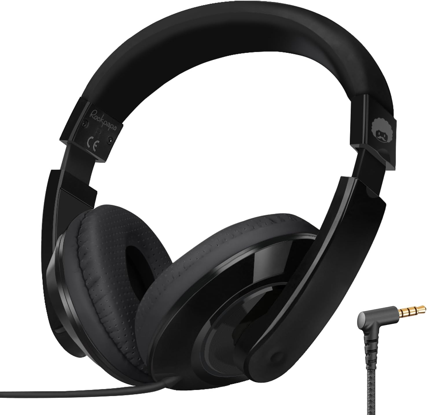 Rockpapa Comfort Kids Headphones, over Ear Head Phones Childrens Wired with Adjustable Headband, Foldable, Stereo Sound, Wired Headphones for Kids Girls Teens Adults(Black) image number 4