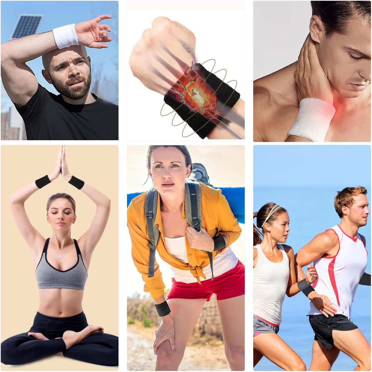 12 Pcs Absorbent Wrist Sweatbands for Athletic Men and Women, Tennis Wrist Sweat Bands for Gym & Running-Wicking Wristbands for Exercise for Sports Tennis Gym Basketball image number 3