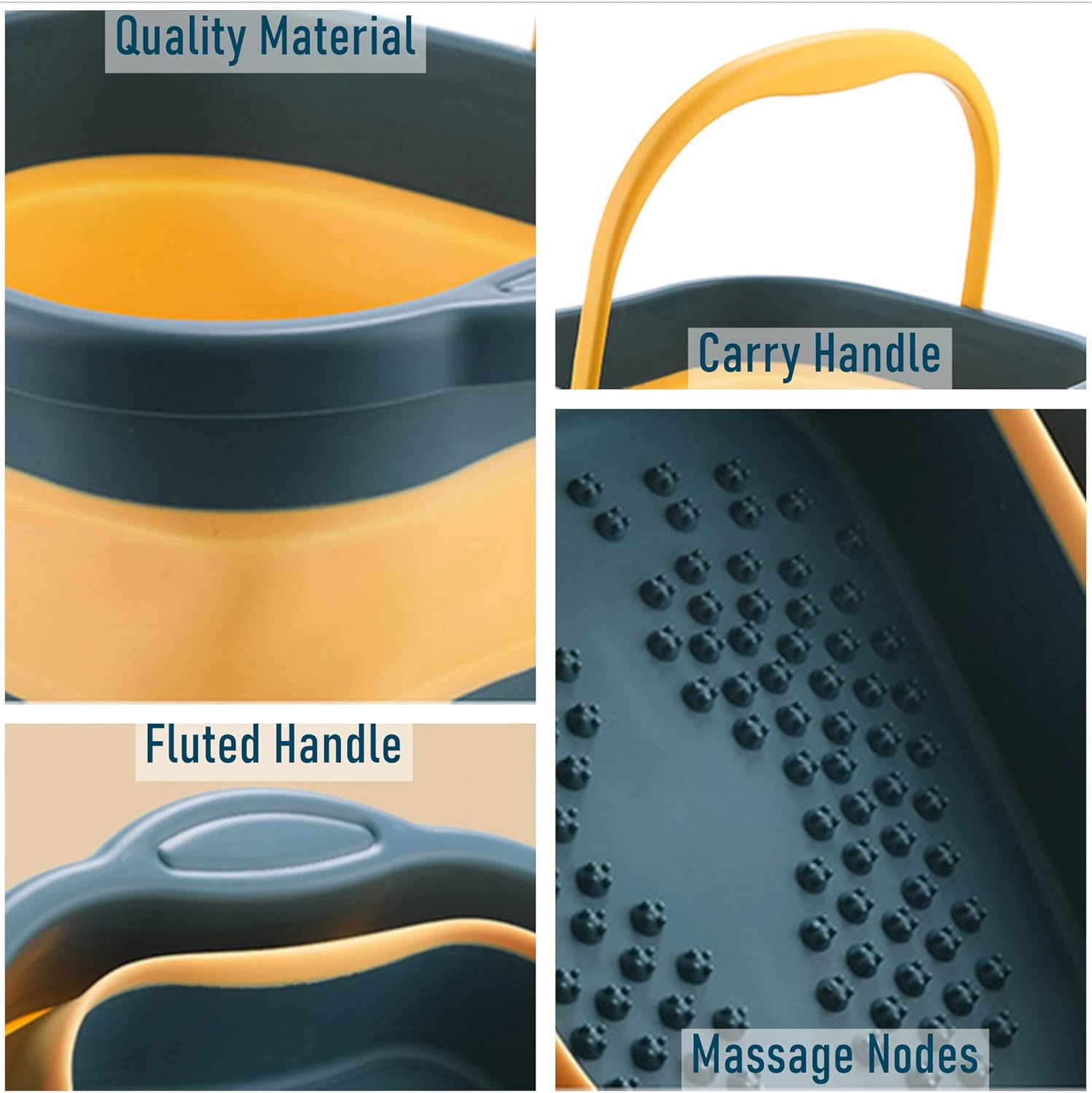 Collapsible Foot Bath Soak Tub with Handle, Portable Feet Spa Soaking Basin Bucket with Massage Acupoint for Washing Soaking Feet image number 3