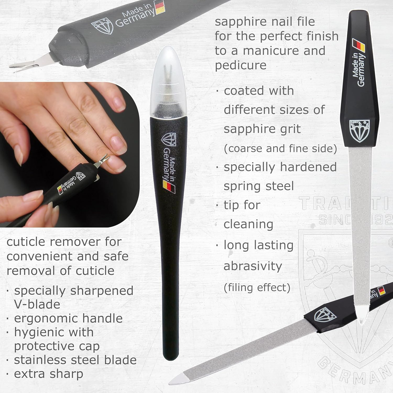 3 Swords Germany - Brand Quality 10 Piece Manicure Pedicure Grooming Kit Set for Professional Finger & Toe Nail Care Scissors Clipper Fashion Leather Case in Gift Box, Made by 3 Swords (00286) image number 5