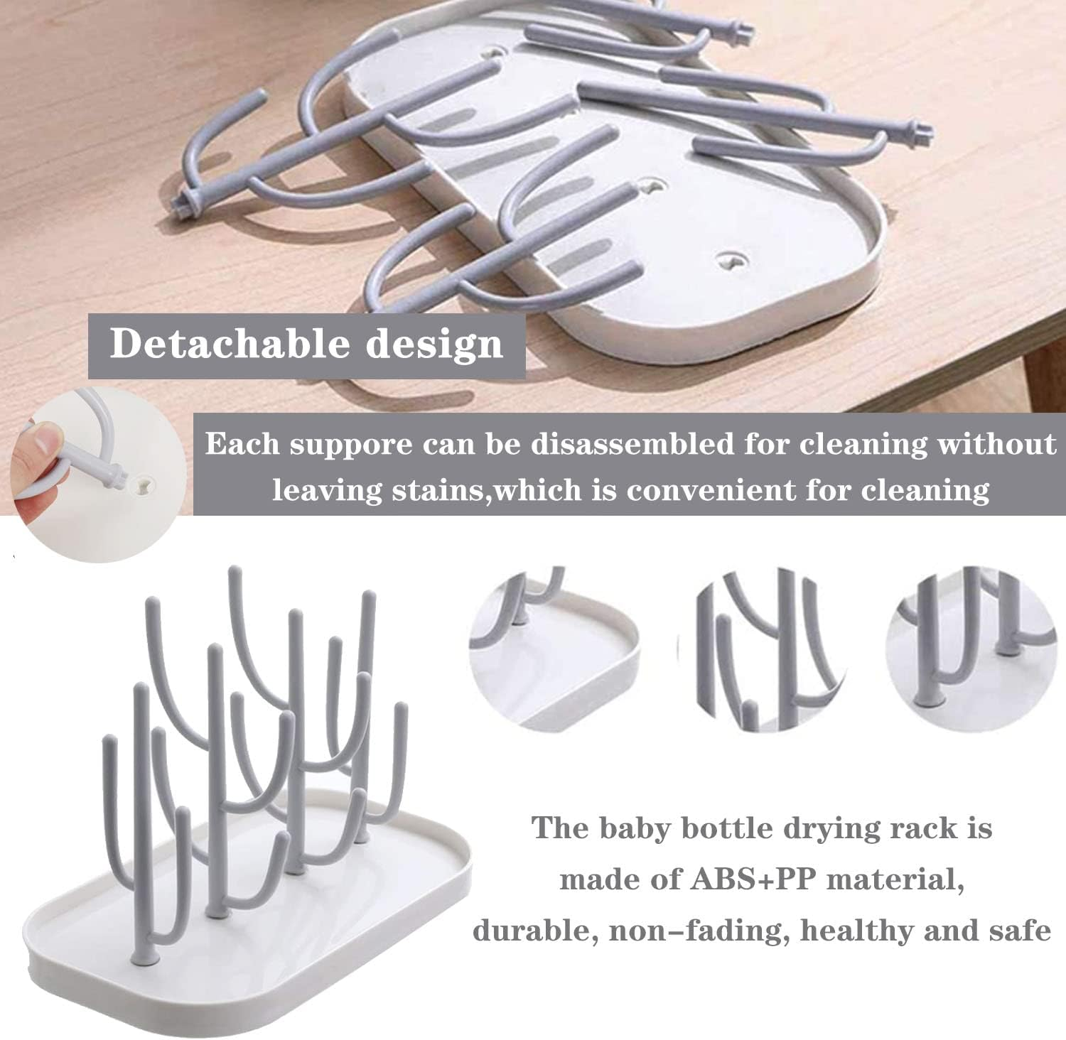 Liriqi Drying Rack for Baby Bottles and Accessories - Bottle Stand for Teats, Cups - Bpa-Free, Grey