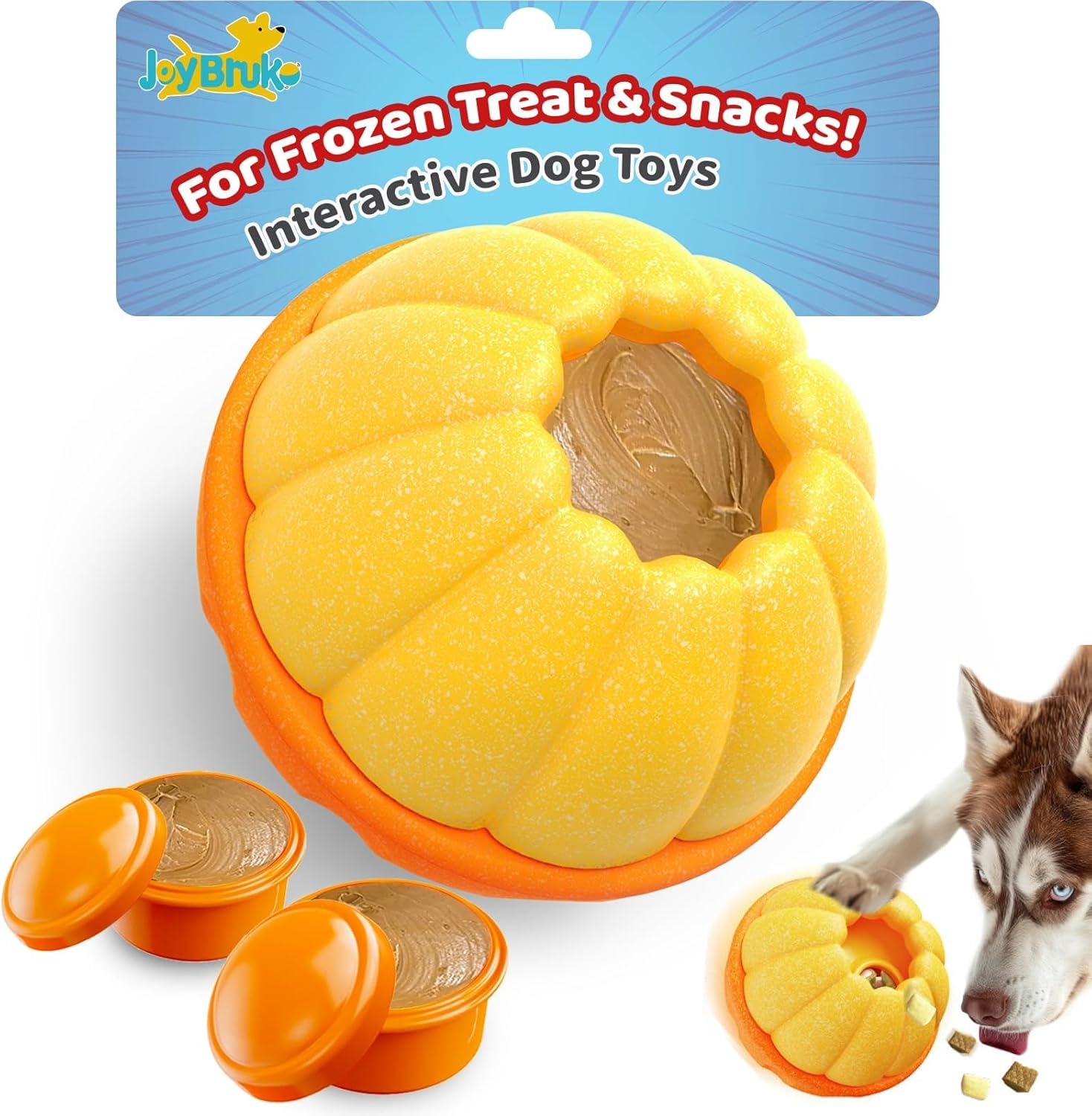 Joybruko Interactive Dog Toys for Aggressive Chewers, /No Oil Needed/Smooth Screwing Frozen Treat Freezable Dog Puzzle Treat Dispensing Toy to Keep Them Busy for Small Medium Large Breeds
