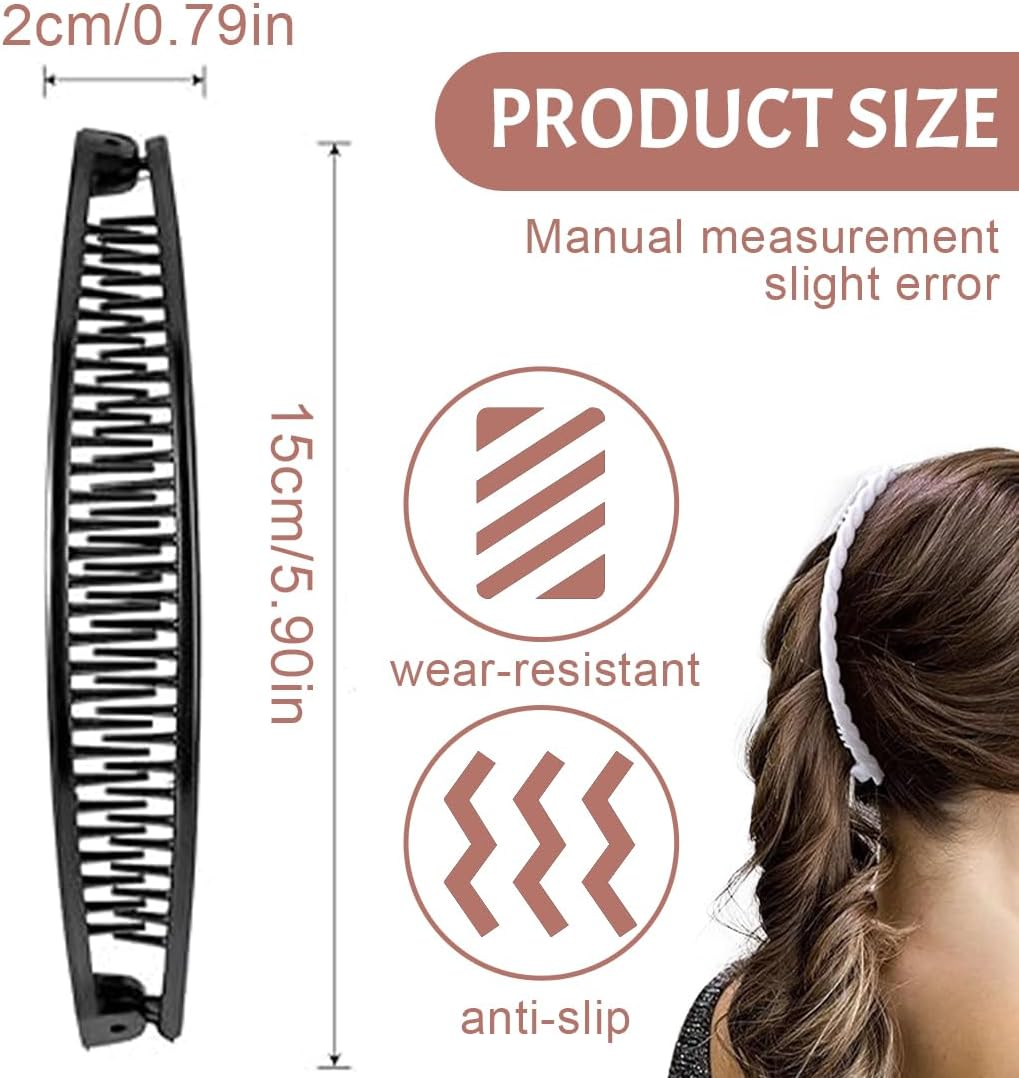 ZORVUJI Pack of 6 Banana Hair Clips, Vintage Hairpins, Banana Clamps, Fish Tail Hair Clips, Ponytail Banana Clip, Hair Accessory for Women and Girls image number 5