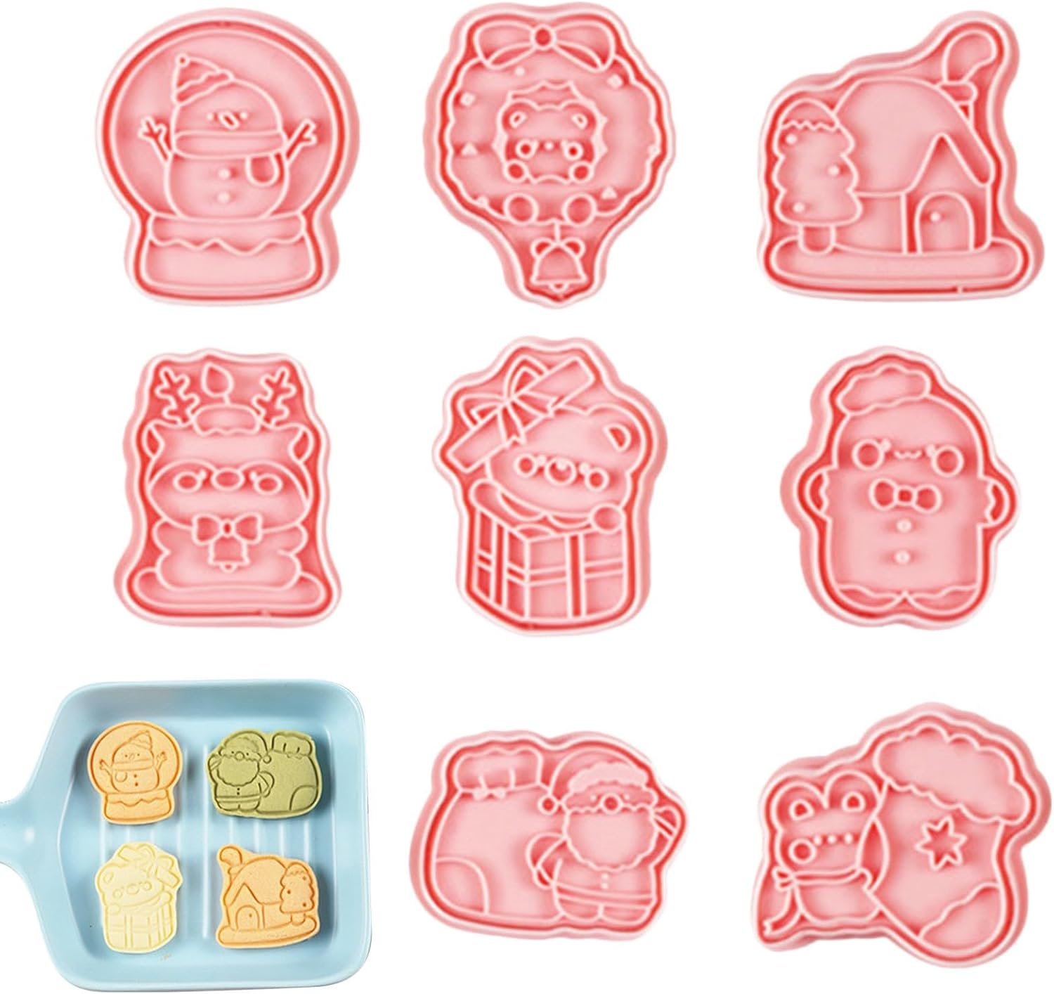 Small Christmas Cookie Cutter Set, 8X Holiday Baking Cutter, Chocolate Molds Christmas Baking Cutter for Chocolate Jelly Fondant Candy image number 4