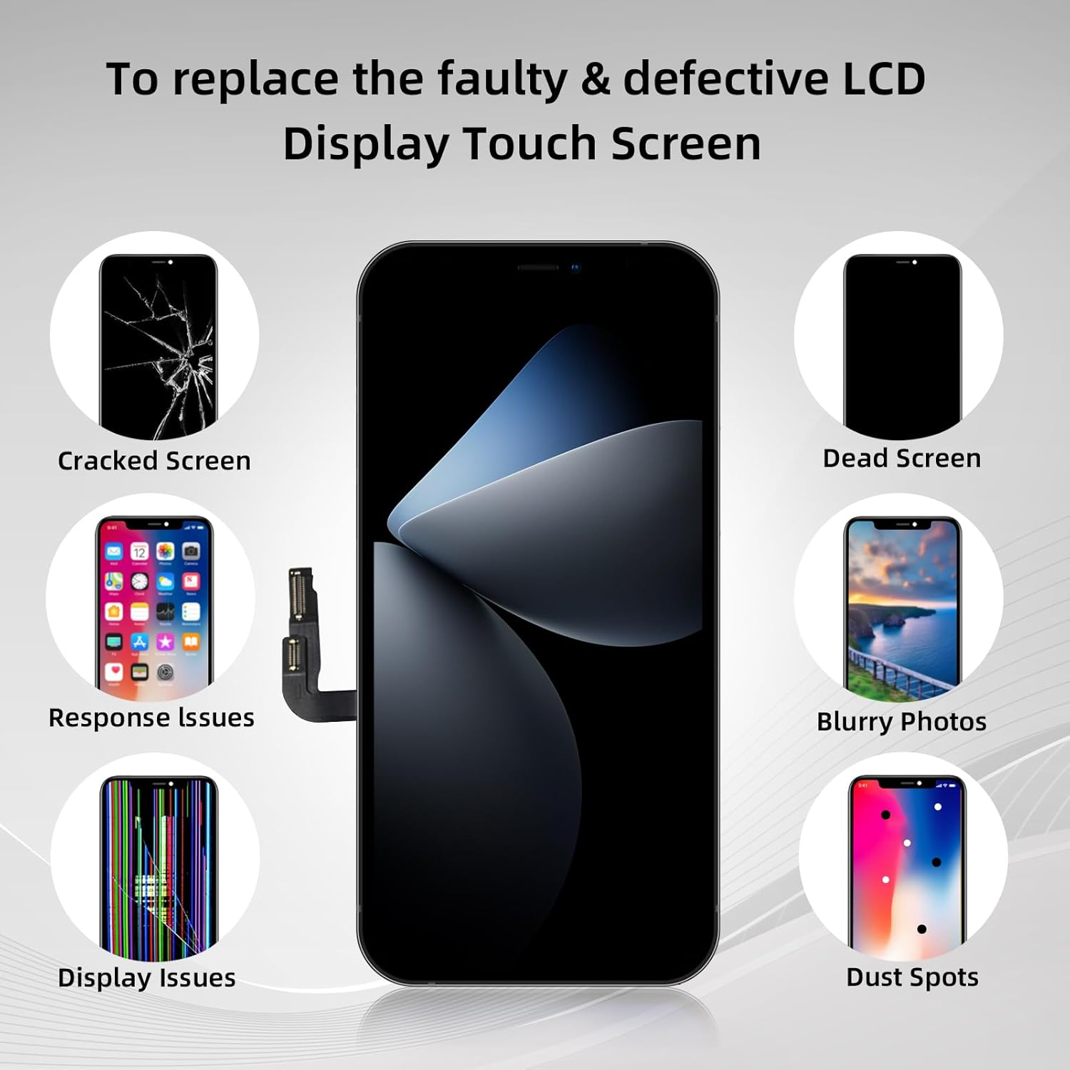 DTD Screen for Iphone 12 Pro Max 6.7 Inches LCD COF Full HD Touch Screen Digitizer Assembly with Complete Repair Kit Waterproof Adhesive Screen Protector for A2342, A2410, A2412, A2411 image number 1