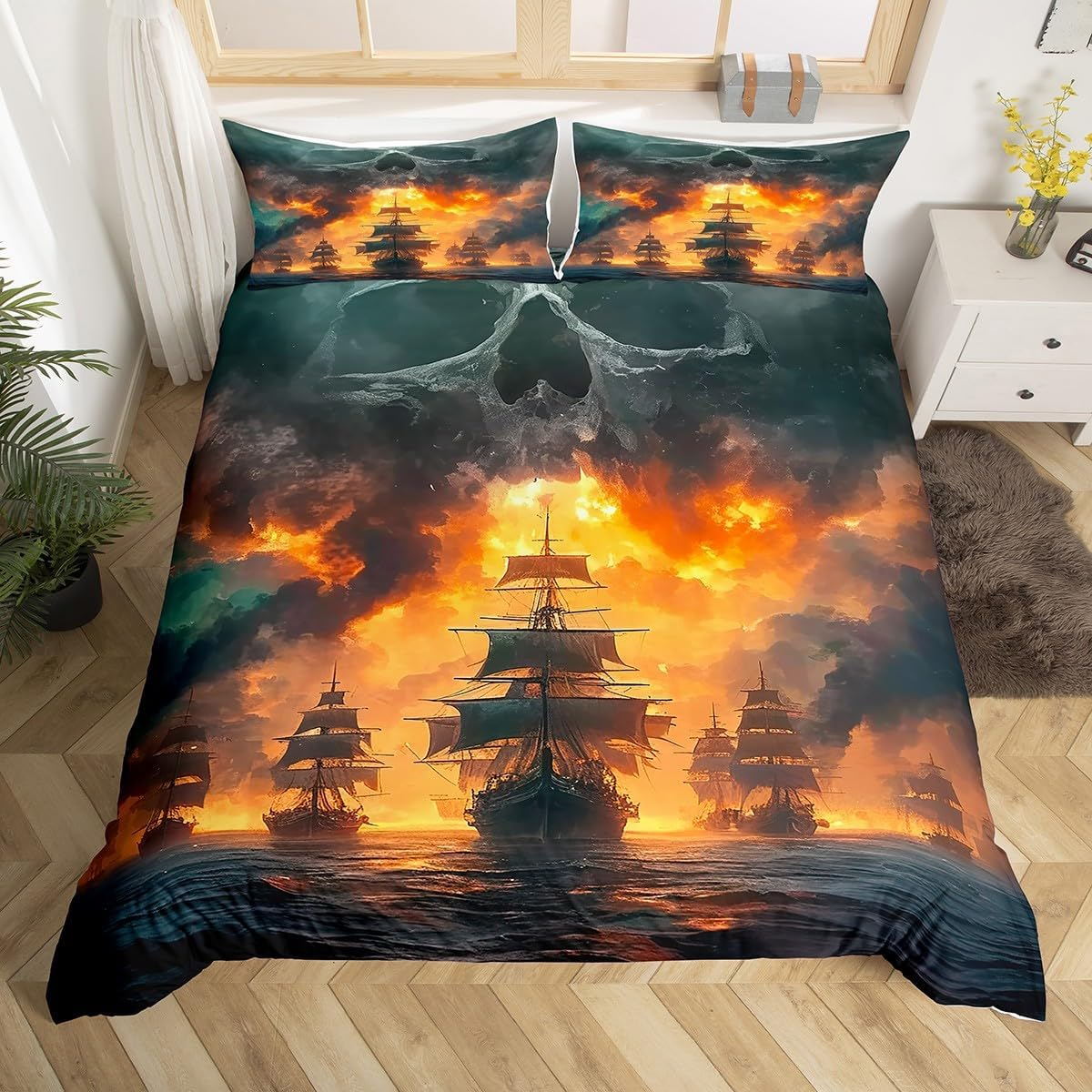 Erosebridal Pharaoh Bedding Sets, King Size 3D Ancient Egypt Tribe Decor Comforter Cover Set for Adult Women Boys Bedroom Home Decor, Egyptian Pyramids Exotic Style Duvet Cover, No Filling Inside