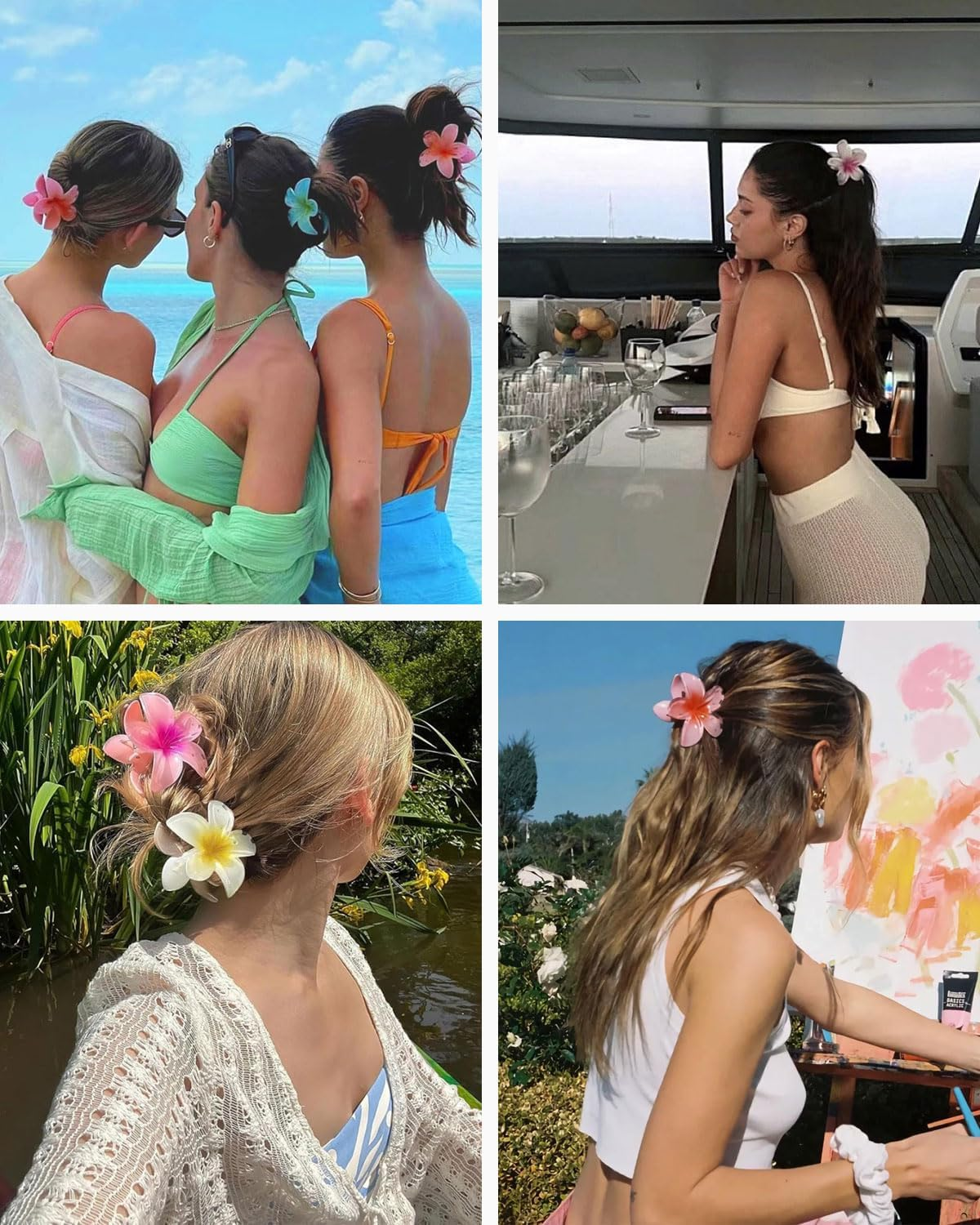 KGDUYC Hawaii Hair Clips Flowers 4 Pieces Hair Clip Beach Flowers Hair Clip Headpiece for Girls and Women Beach Party Pool Holiday