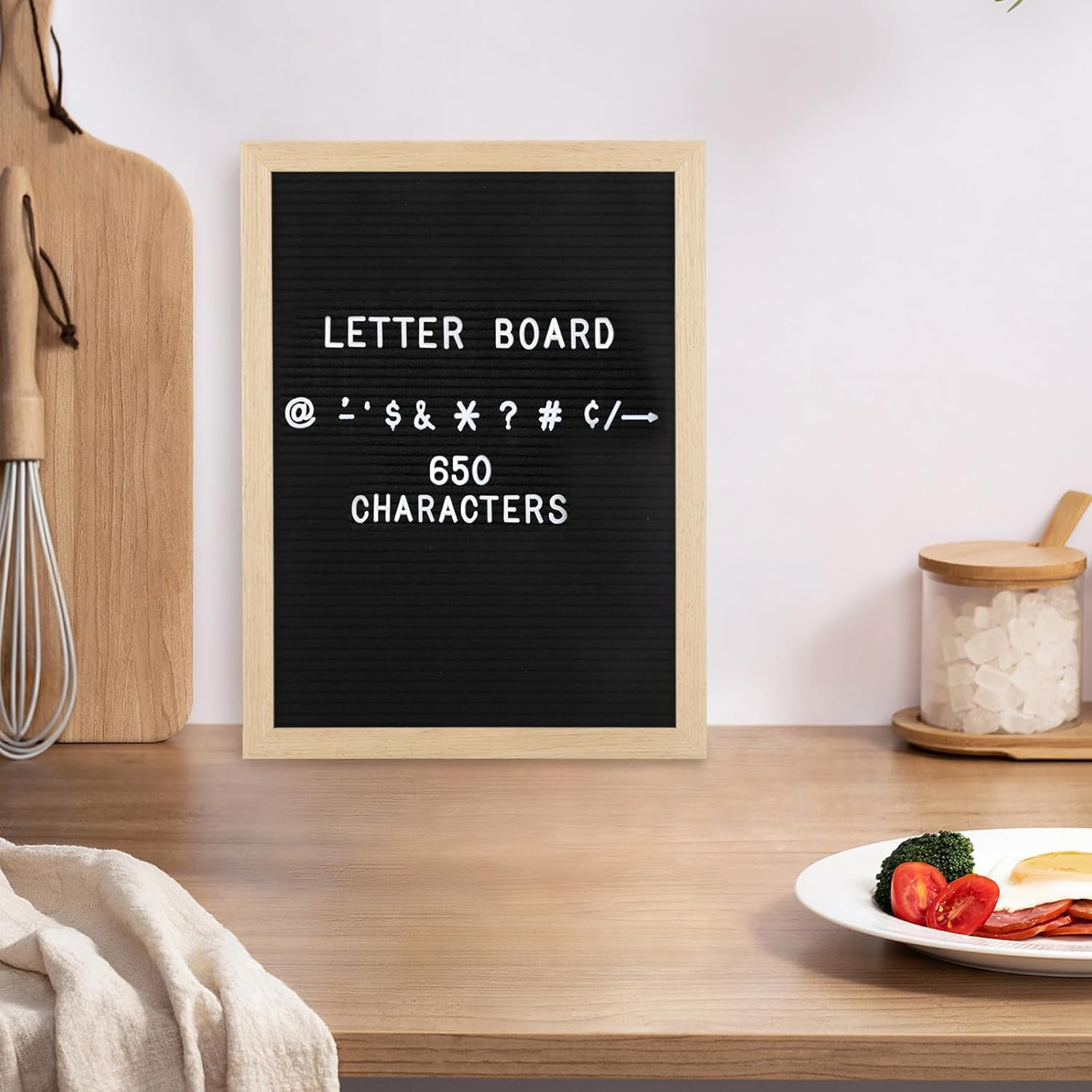 Felt Letter Board with 510 Letters, Numbers & Symbols, 12 X 16 Inch Large Changeable Message Board with Wooden Frame, Letter Board Sign for Home School Announcement image number 1