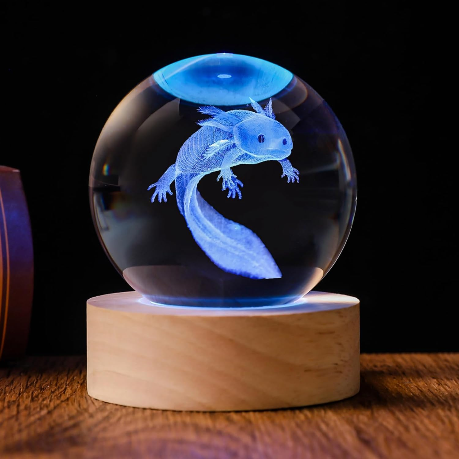 QIANRUNA 3D Axolotl 60Mm Crystal Ball Axolotl Night Light Lamp Toy Gifts for Women Wife Girlfriend Mom Couple Her Axolotl Figurine for Girls Boys Kids image number 4