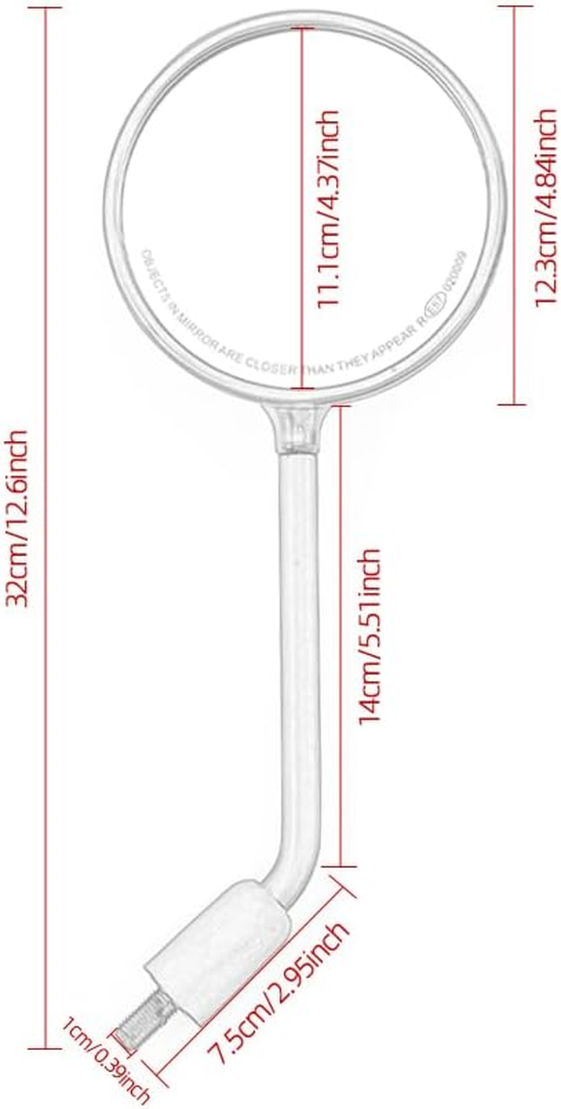 Motorcycle Rear View Mirror, Classic Retro round Handlebar Side Mirror with 8Mm 10Mm Screws and Metal Shafts for ATV Scooter Dirt Bike Cruiser image number 2