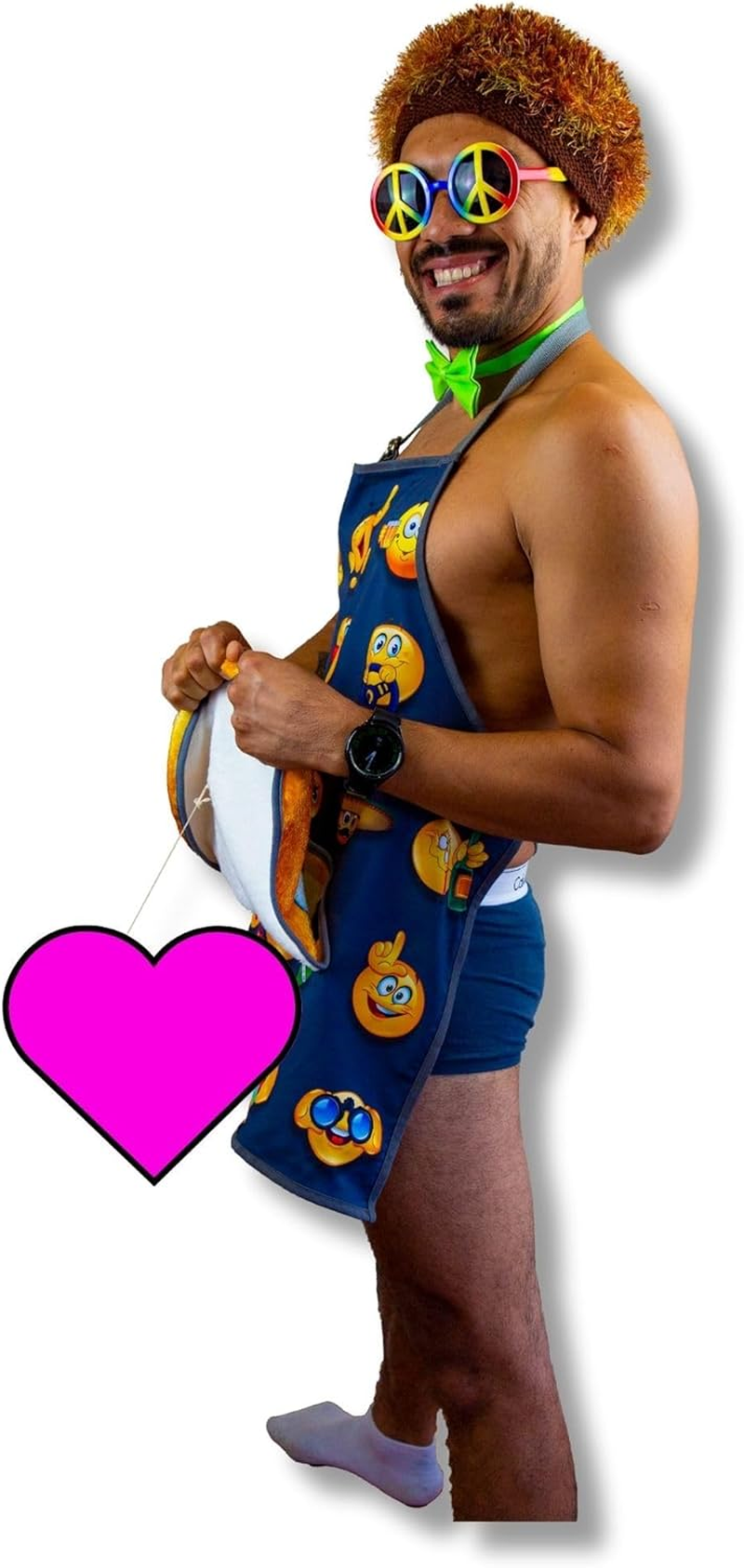 Cheeky Geeky &ldquo;Eggplant&rdquo; Funny Emoji Aprons for Women & Men &ndash; Durable Party Chef Apron with Plush Surprise, Hilarious French Maid, Waterproof & Adjustable Kitchen, Work, Painting & BBQ Apron image number 5