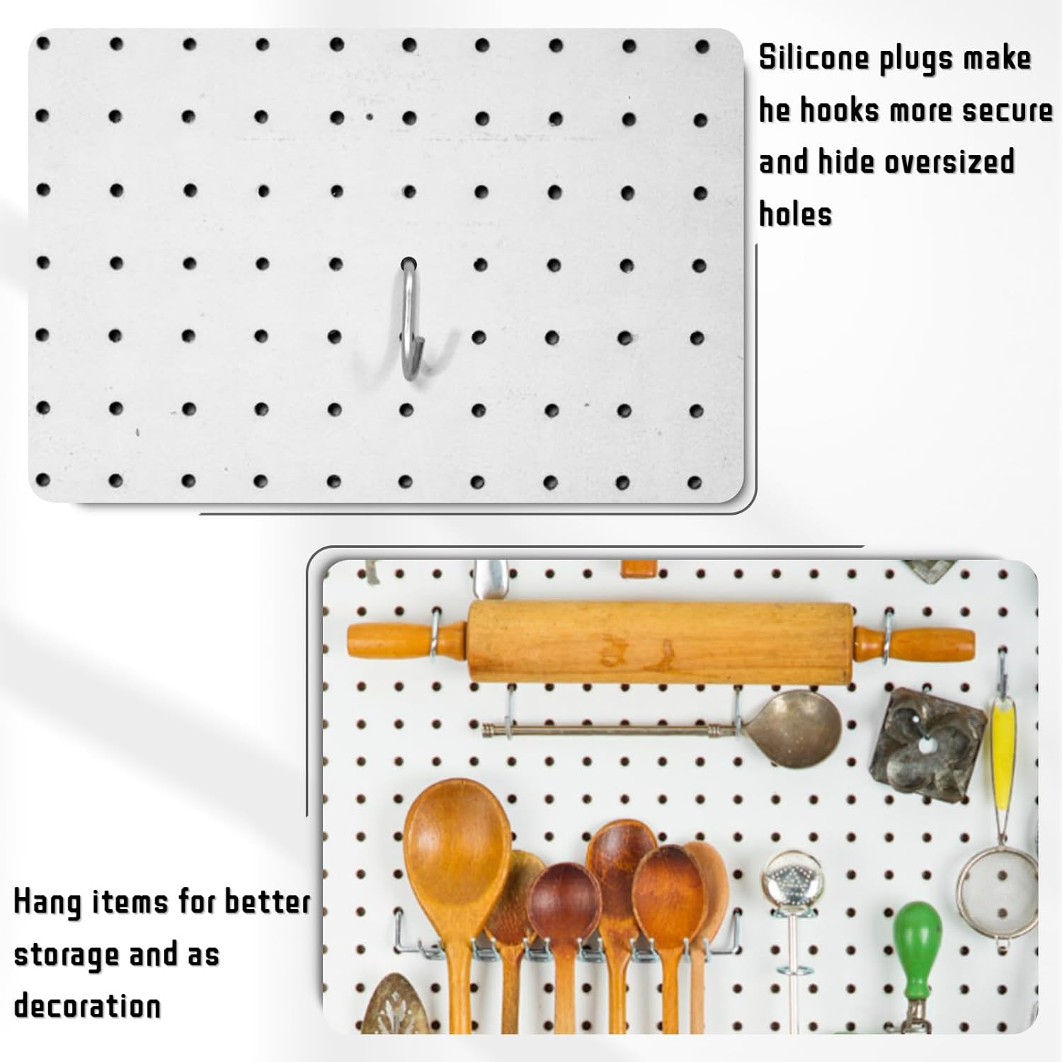 100 Pcs Peg Board Hooks, Pegboard Hook Locks Clips Fit for 1/4 Inch Peg Board Push Pin Tool Organizer Peg Locks round Holes for Stopping Hooks from Falling off (Black)