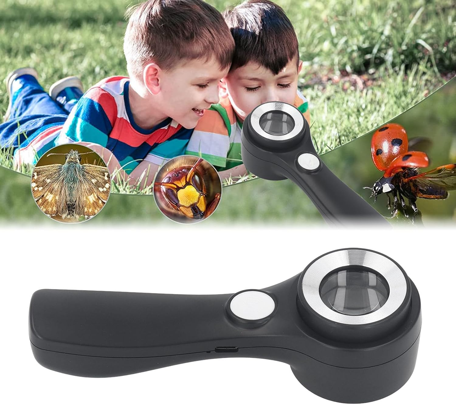 Magnifying Glass with Light, 60X Handheld Magnifying Glass, Illuminated Lighted Magnifier with Touch Switch, for Outdoor Exploration Observation image number 3