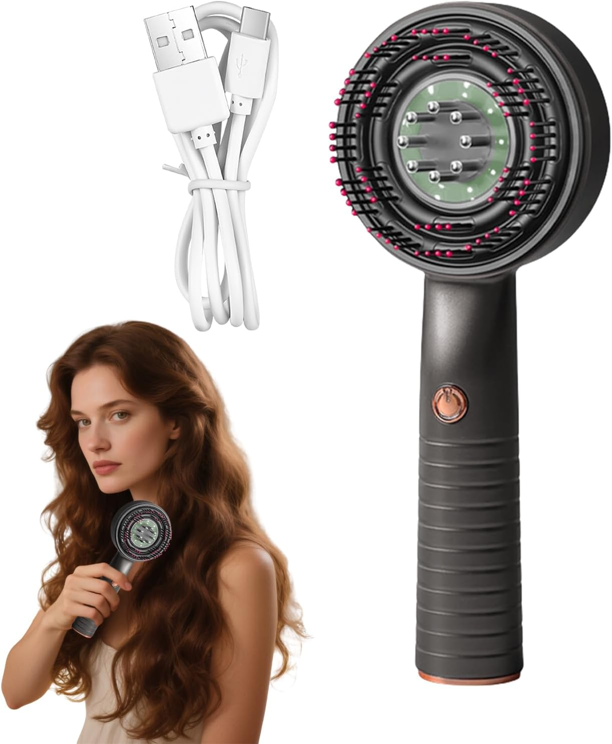 Scalp Massager Hair Growth,Scalp Massager Hair Growth Electric - Rechargeable Vibrating Brush Head Comb for Beauty Regrowth Men Women Travel Home