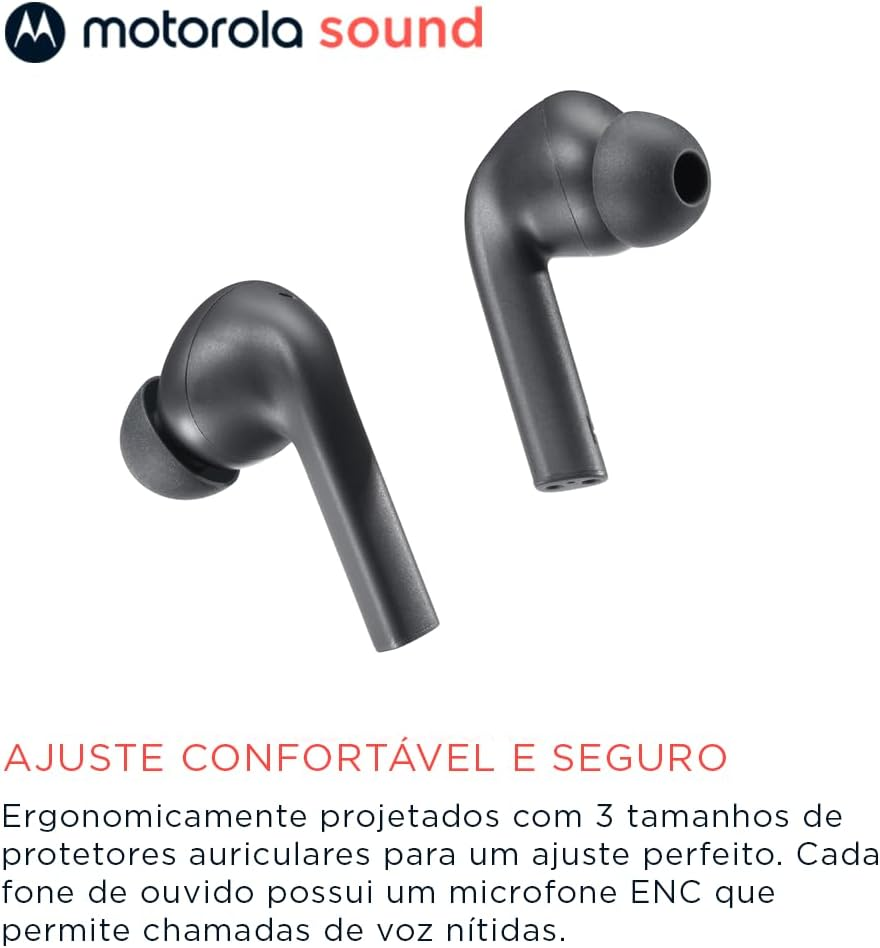 Motorola Moto Buds 065 Wireless Bluetooth Headphones - Wireless Headphones with Bluetooth 5.3 - Water-Resistant In-Ear Earphones - 15 M Wireless Range - Earbuds 17 Hours - Black image number 5