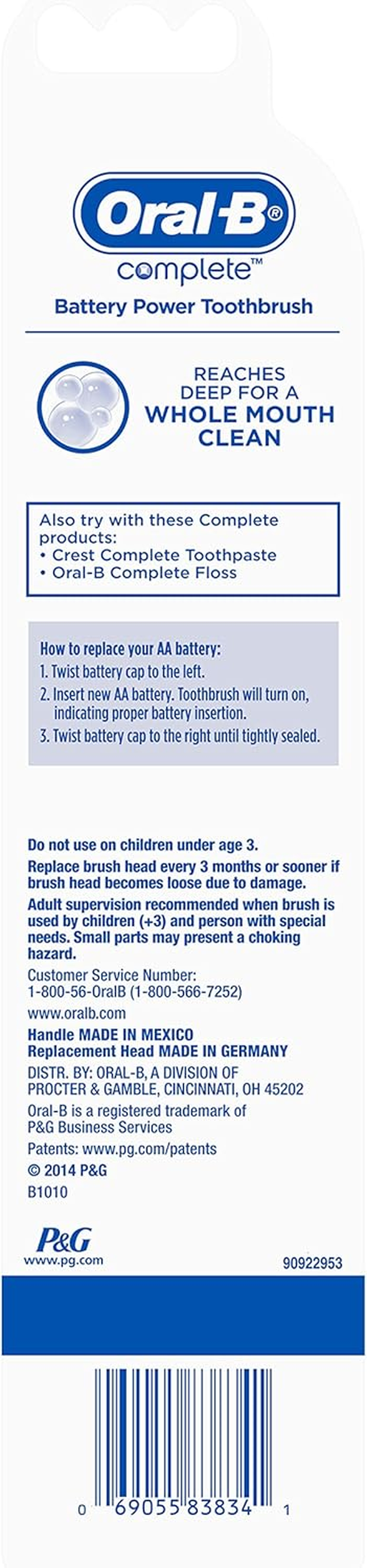 Oral-B Complete Action Deep Clean Power Toothbrush, 1 Count (Colors May Vary) image number 5