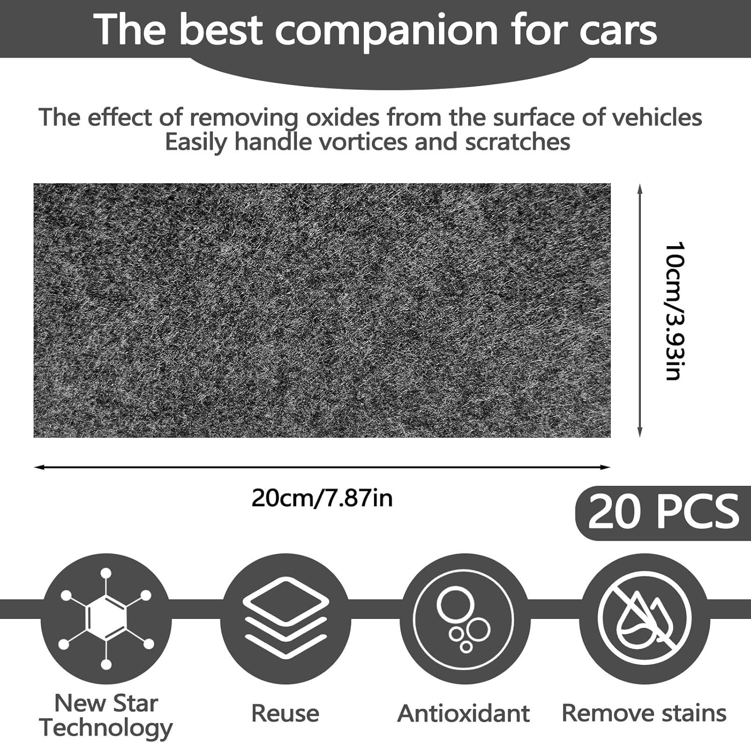 20 Packs Car Scratch Remover Cloth Kit, Nanoklean Car Paint Scratch Repair, Magic Nano Wipes for Vehicles Cleaning Polishing Water Spot Glass Swirls Residues (20) image number 5