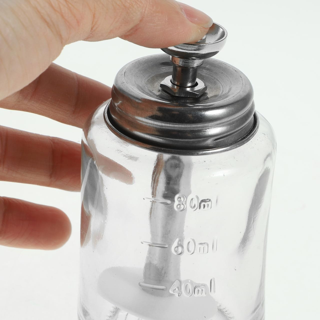 Healeved Slide Glass Bottle Empty Nail Polish Remover Dispenser Liquid Cleaning Dispenser Travel Push One Jar Nail Accessories image number 2